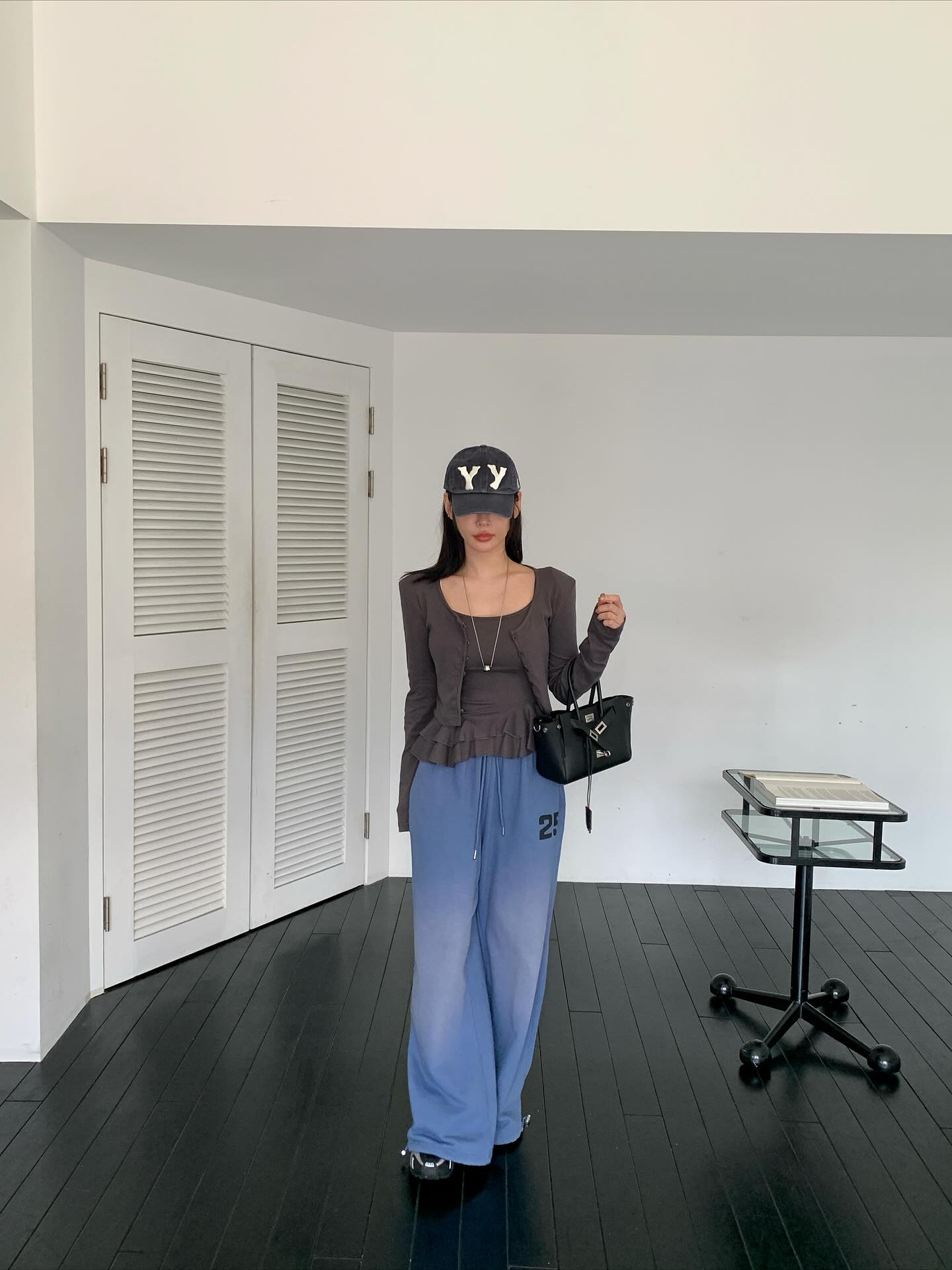 鬆緊腰紮染數字可束腳休閒褲