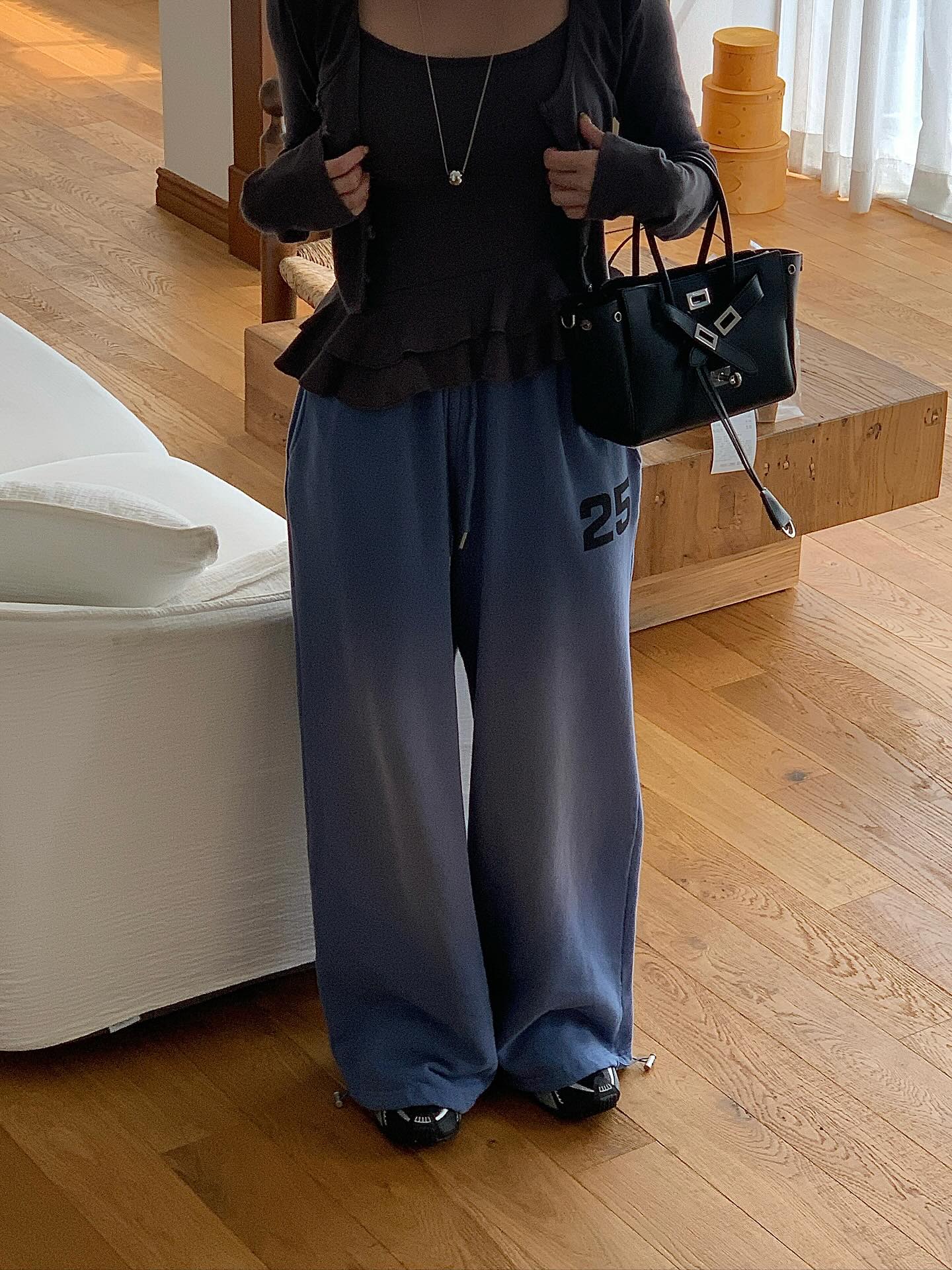 鬆緊腰紮染數字可束腳休閒褲