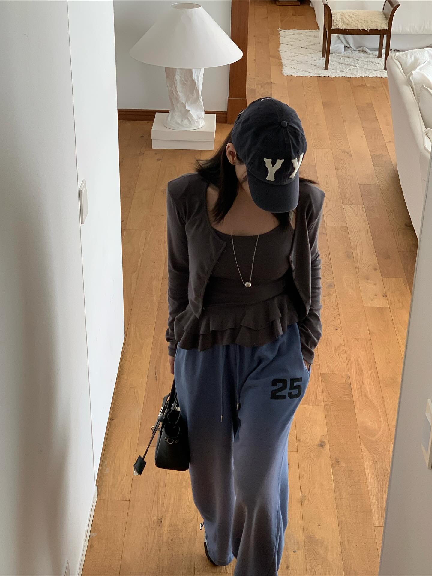 鬆緊腰紮染數字可束腳休閒褲