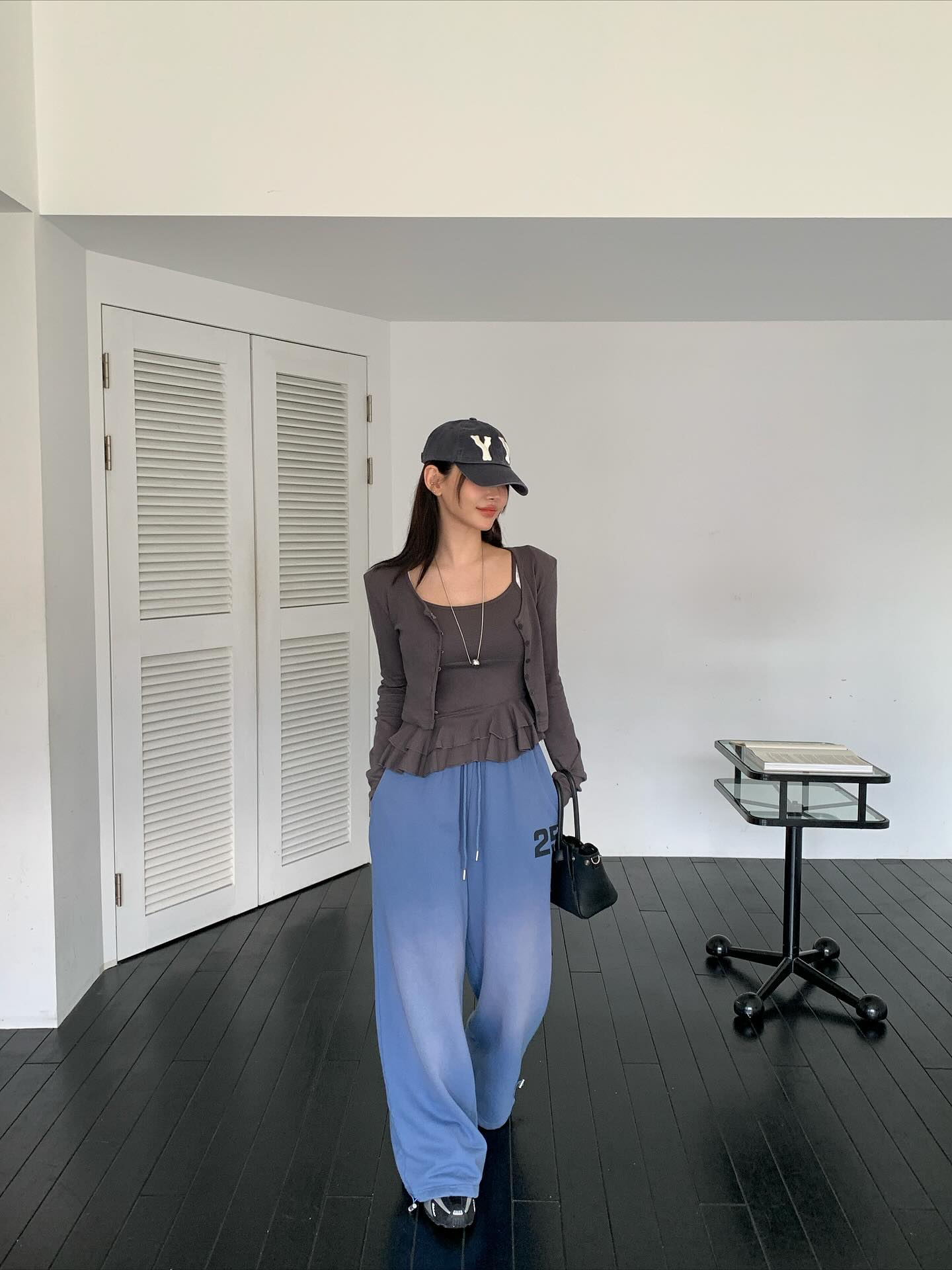 鬆緊腰紮染數字可束腳休閒褲