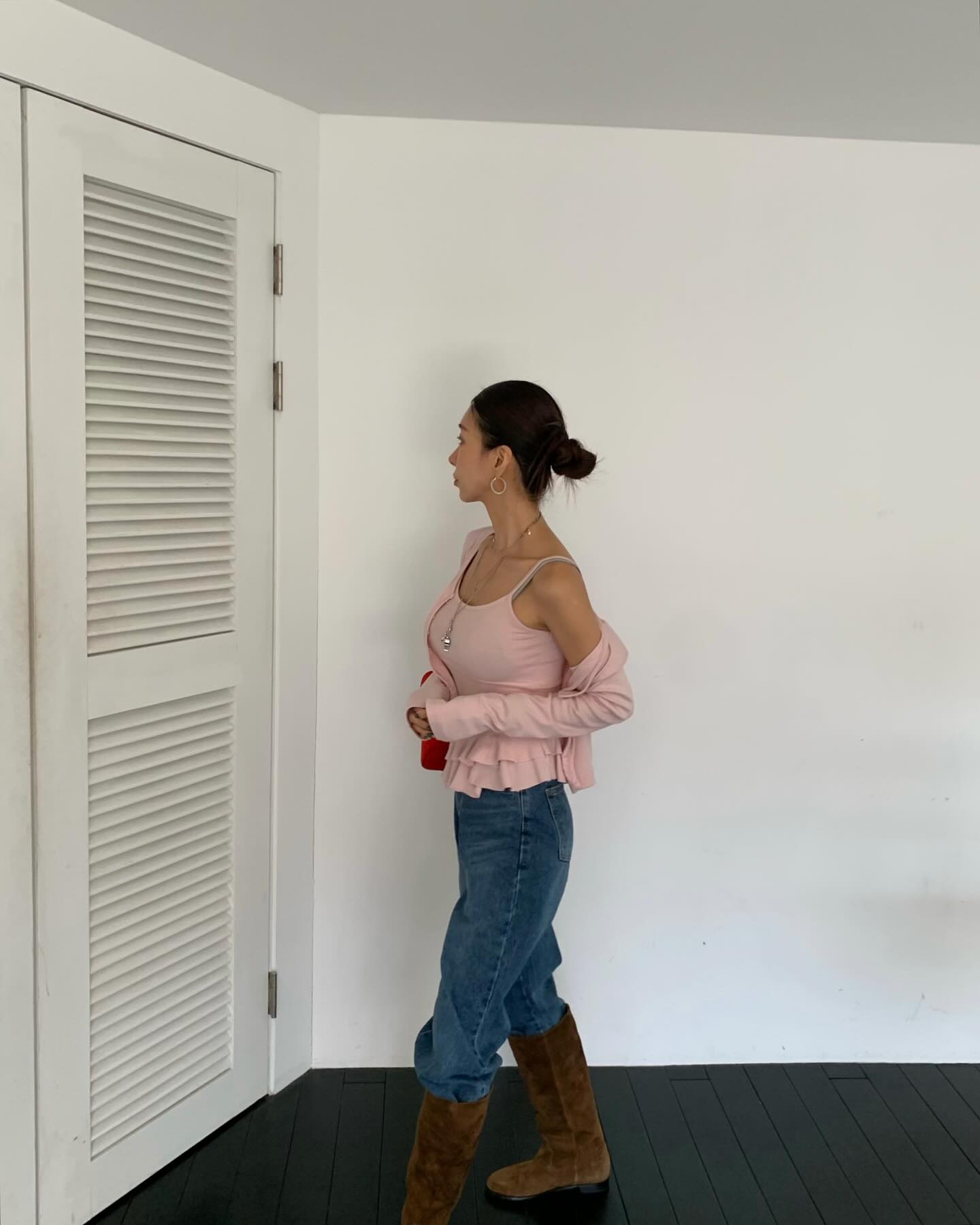 顯瘦荷葉邊吊帶開襟衫兩件套