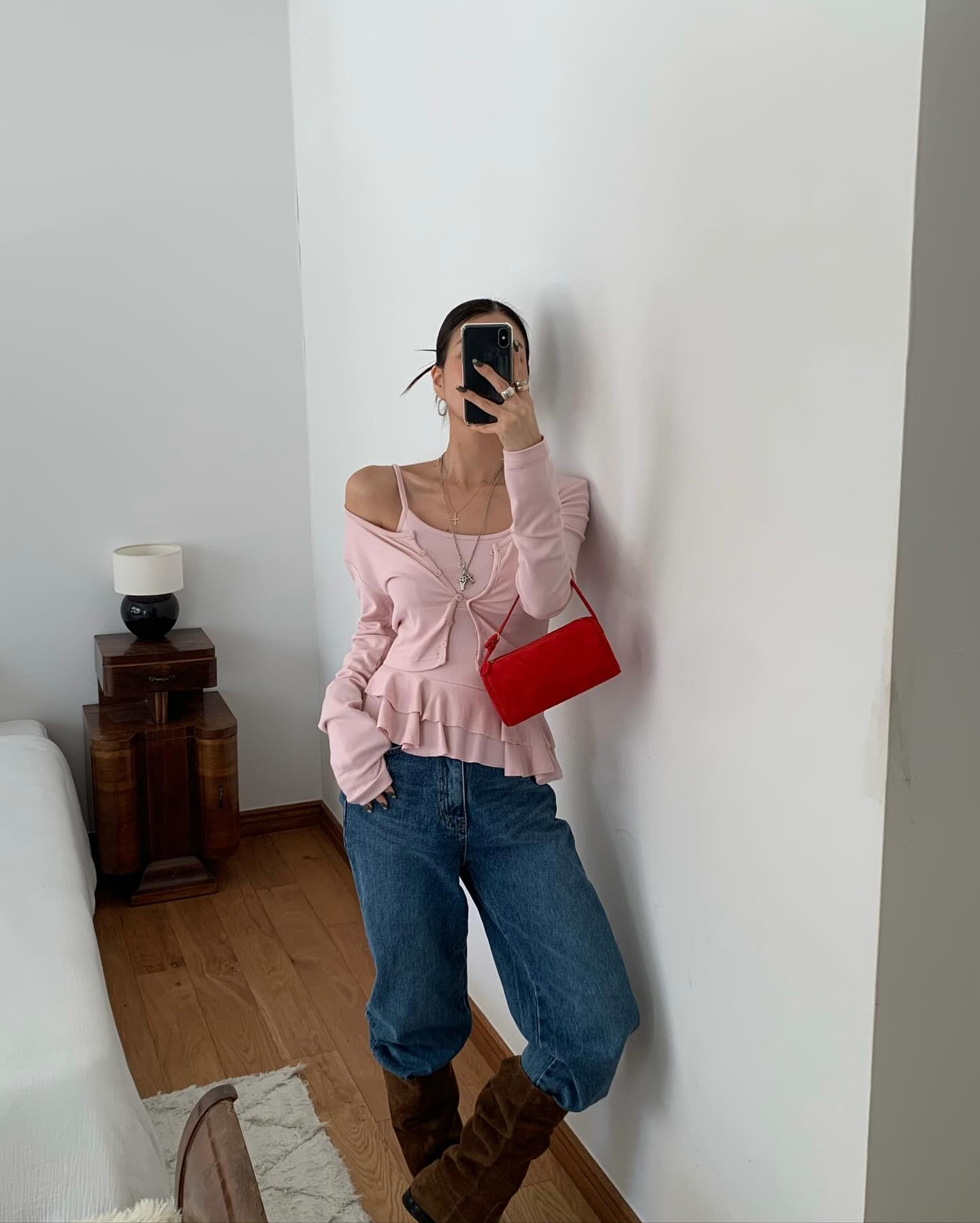 顯瘦荷葉邊吊帶開襟衫兩件套