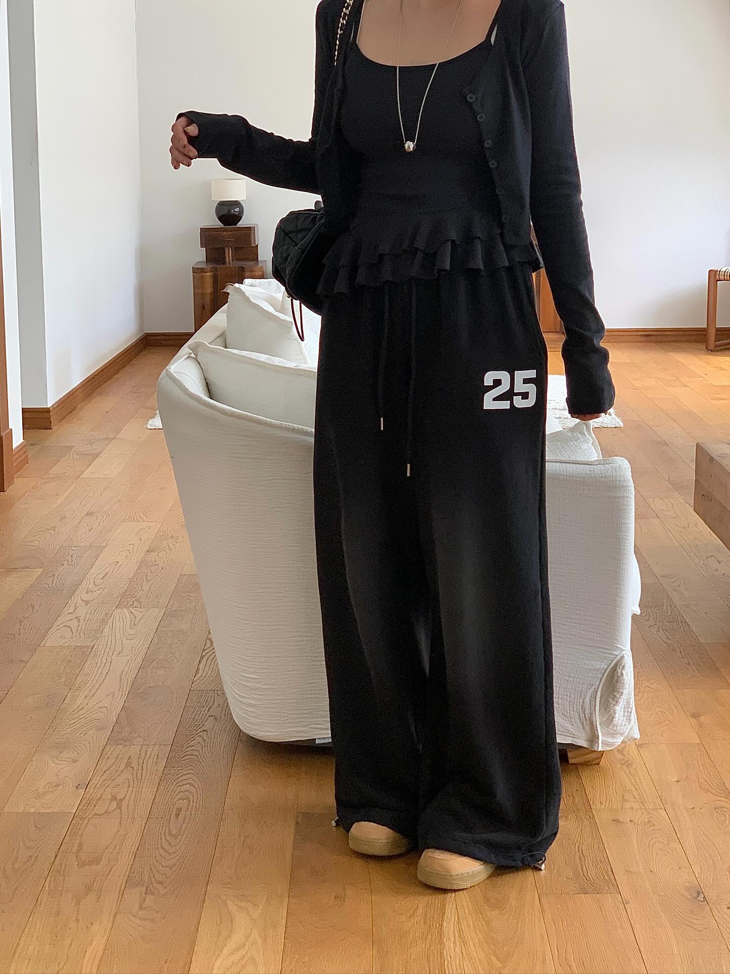 鬆緊腰紮染數字可束腳休閒褲