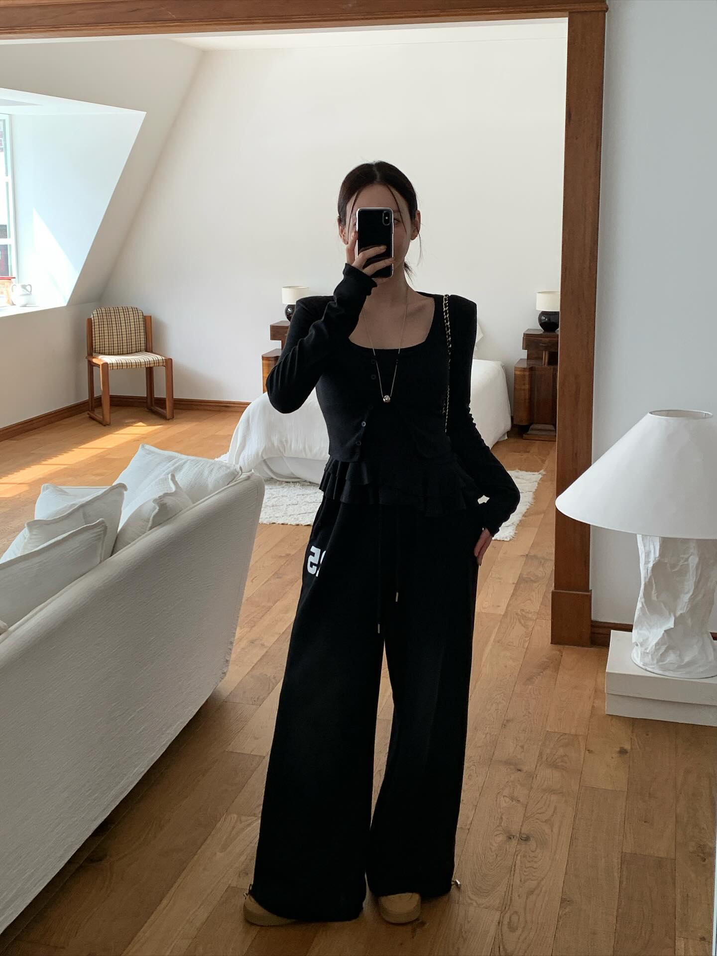 鬆緊腰紮染數字可束腳休閒褲