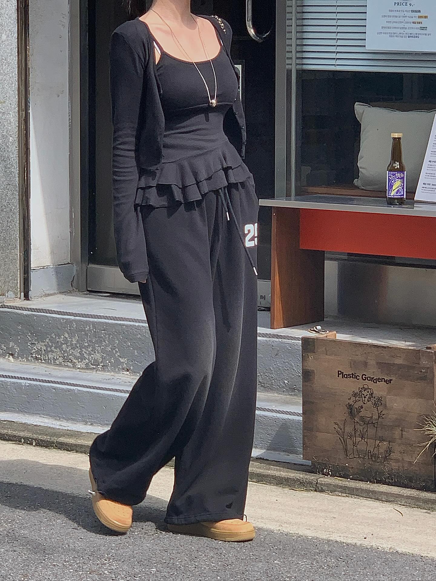 鬆緊腰紮染數字可束腳休閒褲