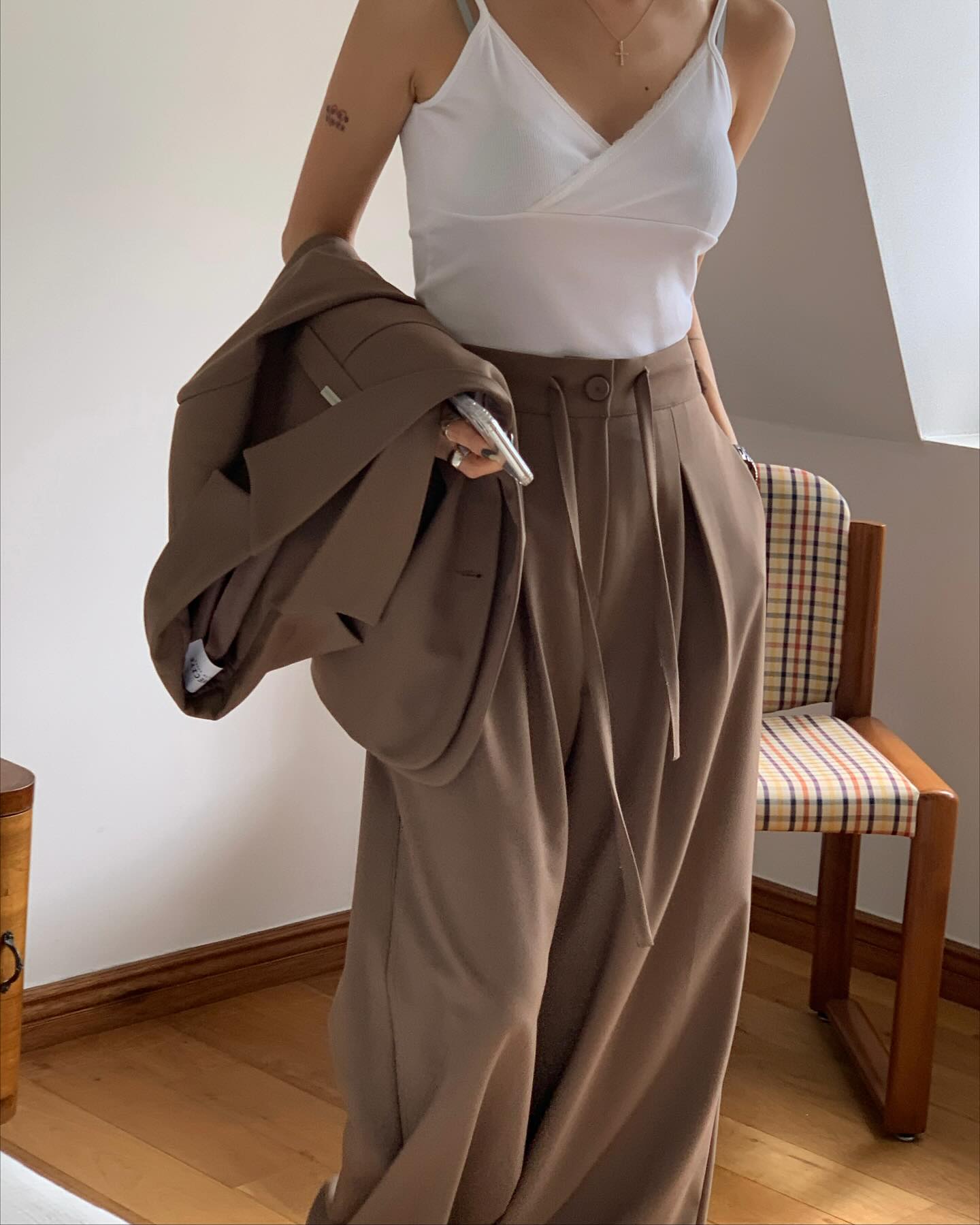 垂感鬆弛感純色西裝長褲