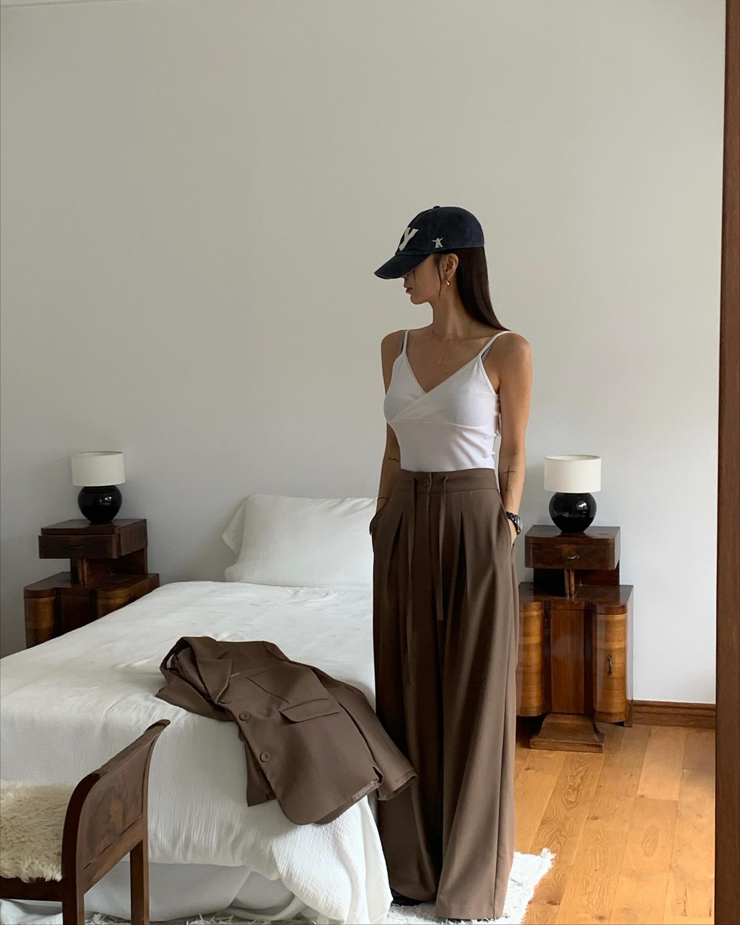 垂感鬆弛感純色西裝長褲