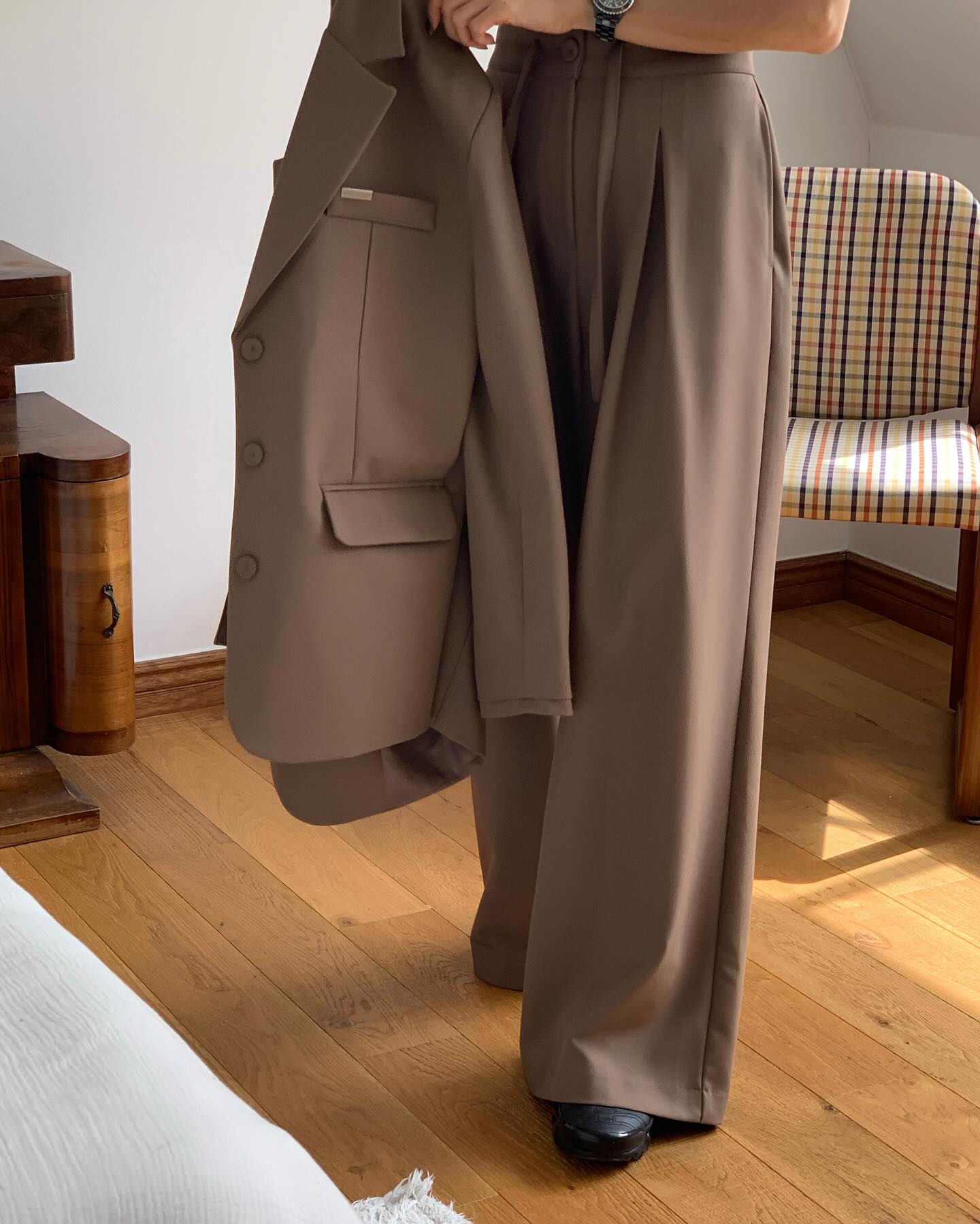 垂感鬆弛感純色西裝長褲