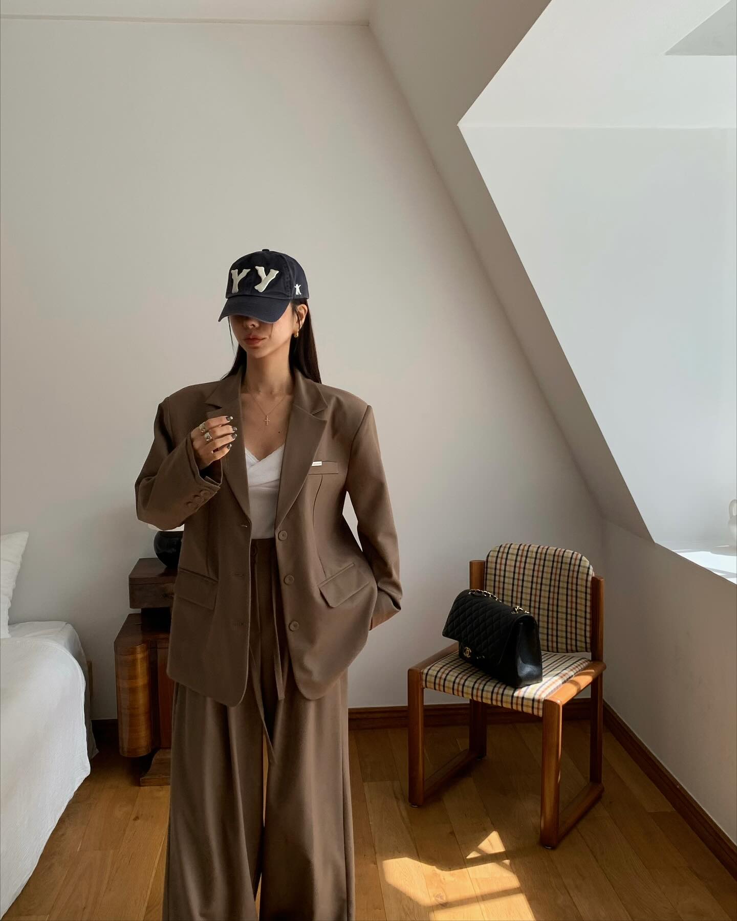 垂感鬆弛感純色西裝長褲