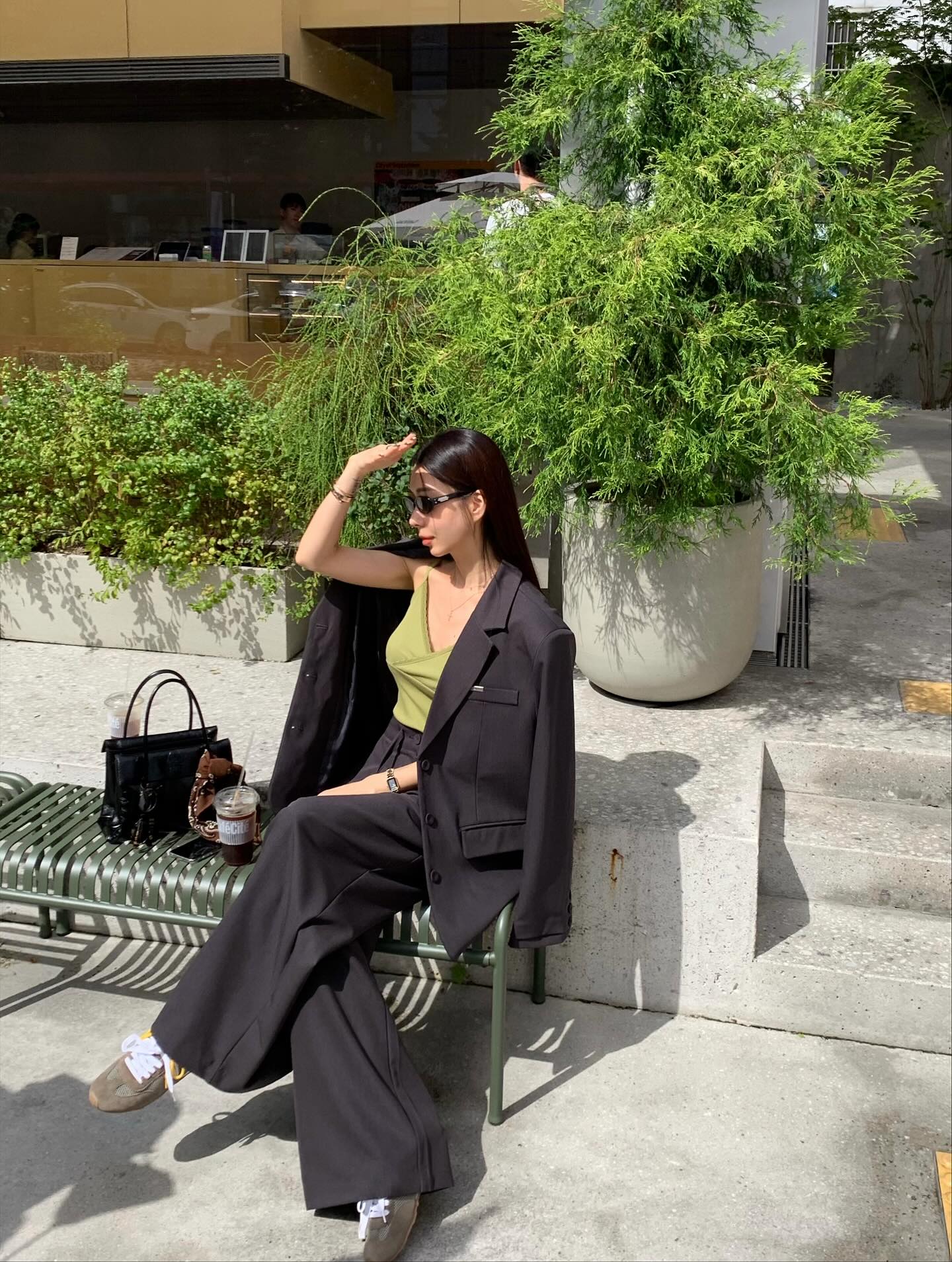 垂感鬆弛感純色西裝長褲