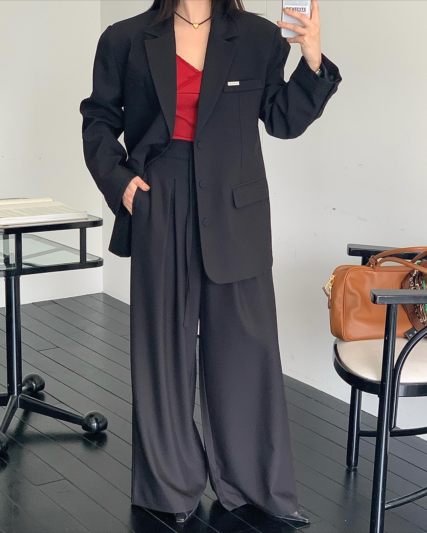 垂感鬆弛感純色西裝長褲