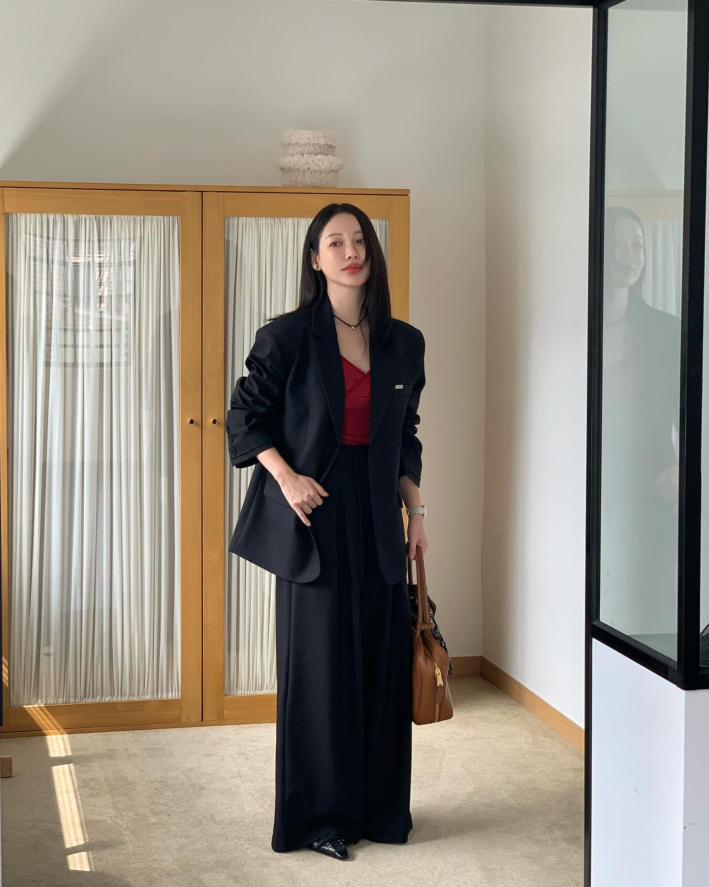 垂感鬆弛感純色西裝長褲