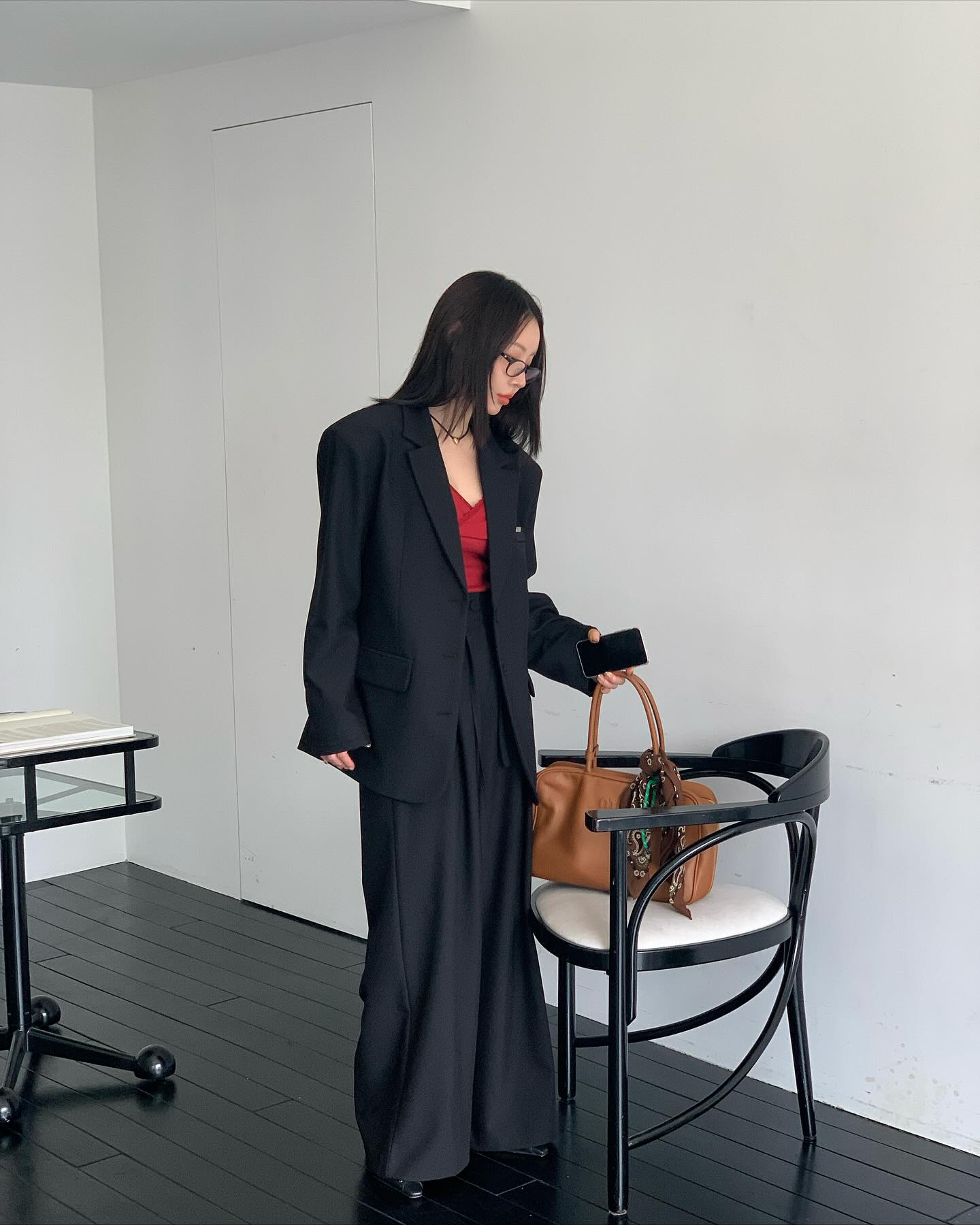 垂感鬆弛感純色西裝長褲