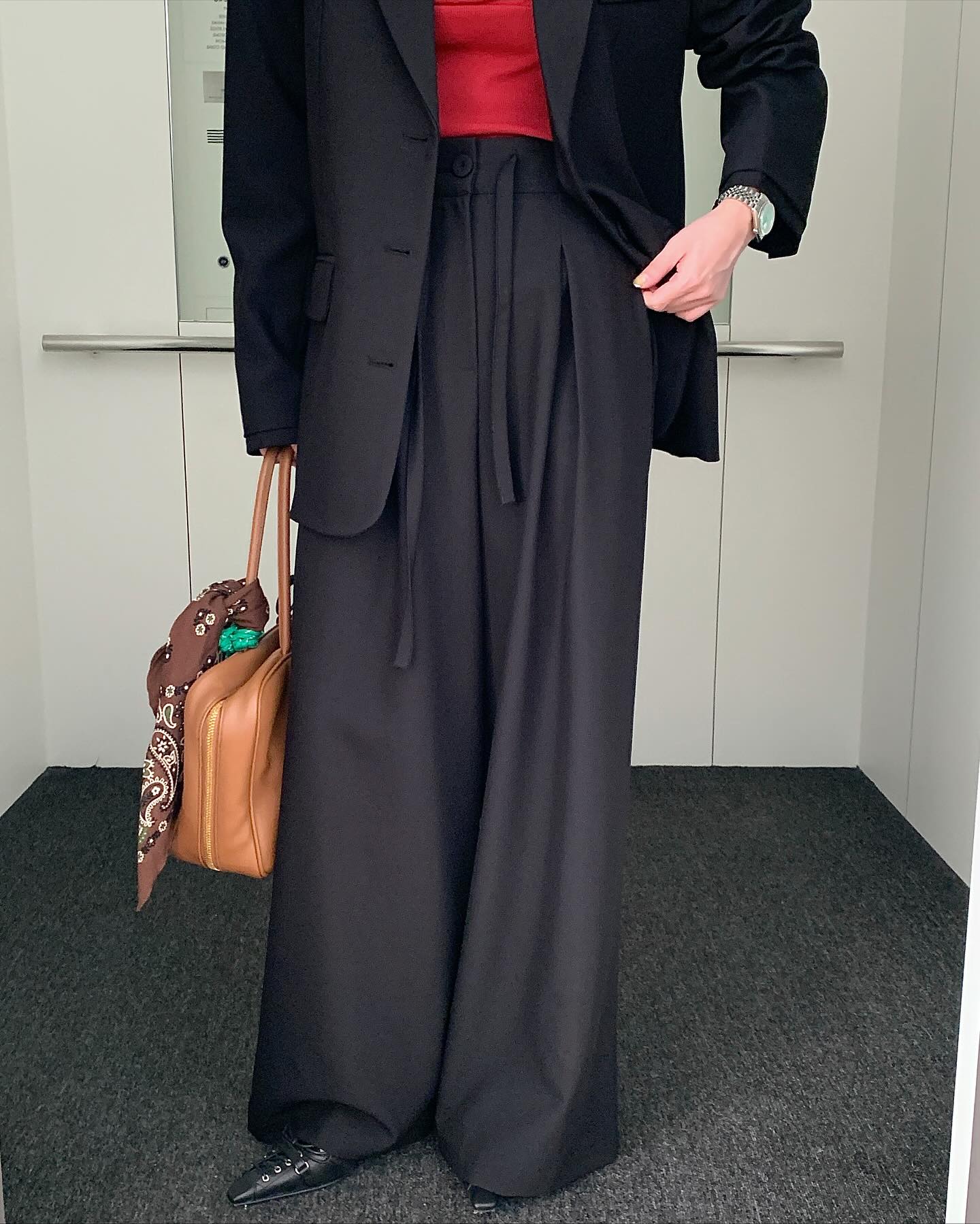 垂感鬆弛感純色西裝長褲