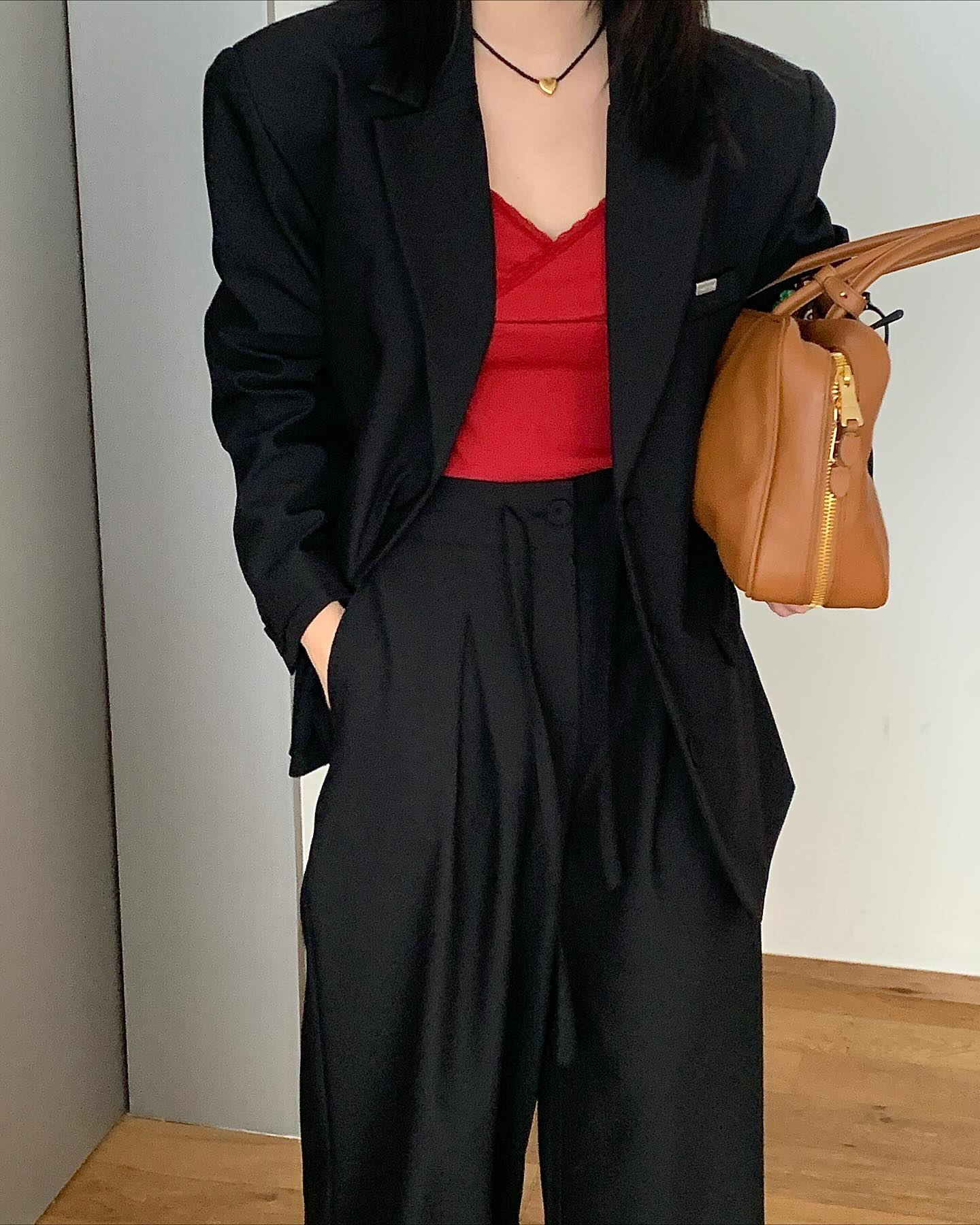 垂感鬆弛感純色西裝長褲