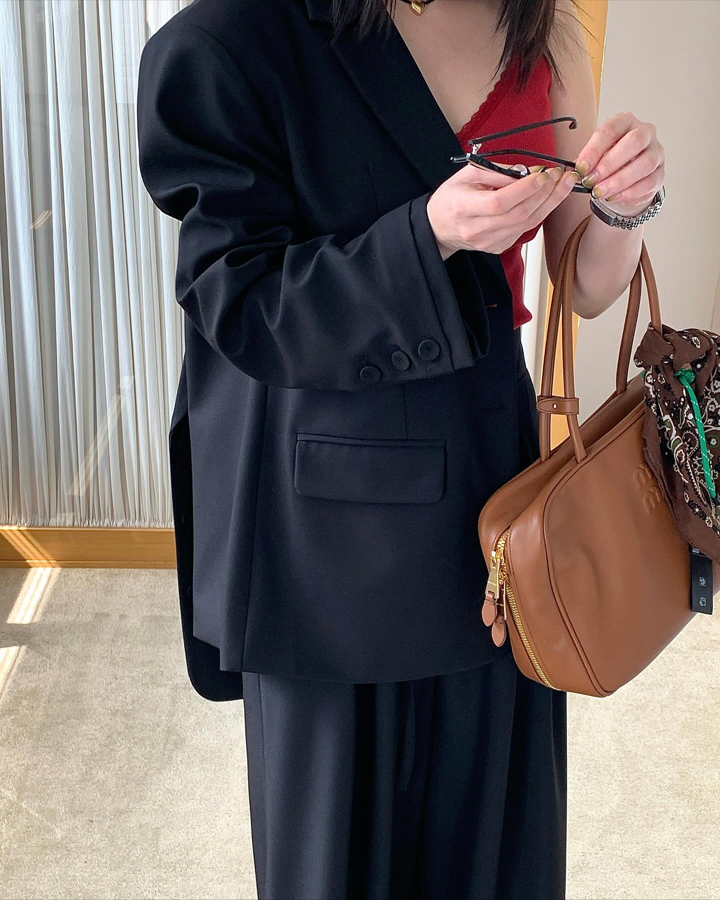 垂感鬆弛感純色西裝長褲