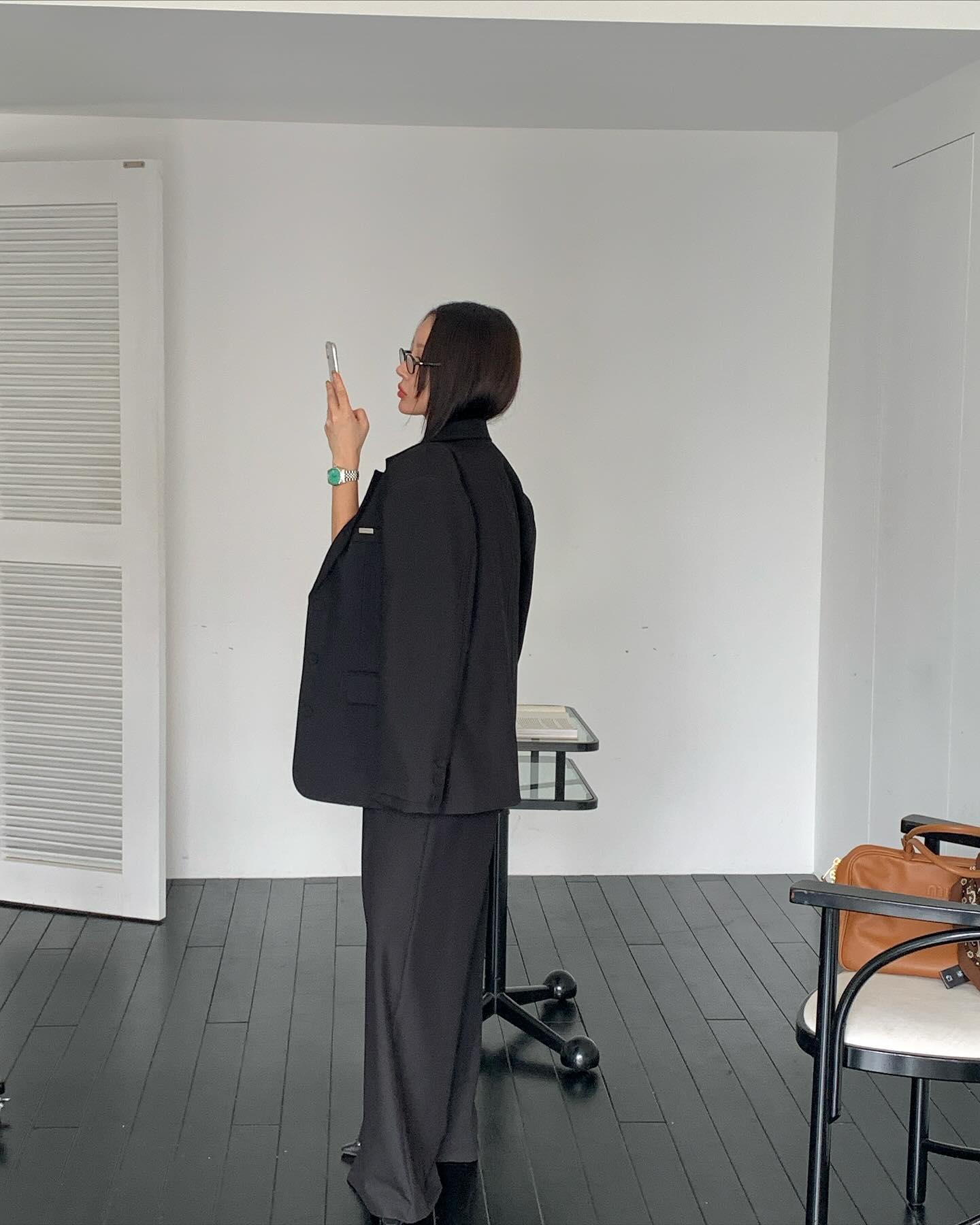 垂感鬆弛感純色西裝長褲