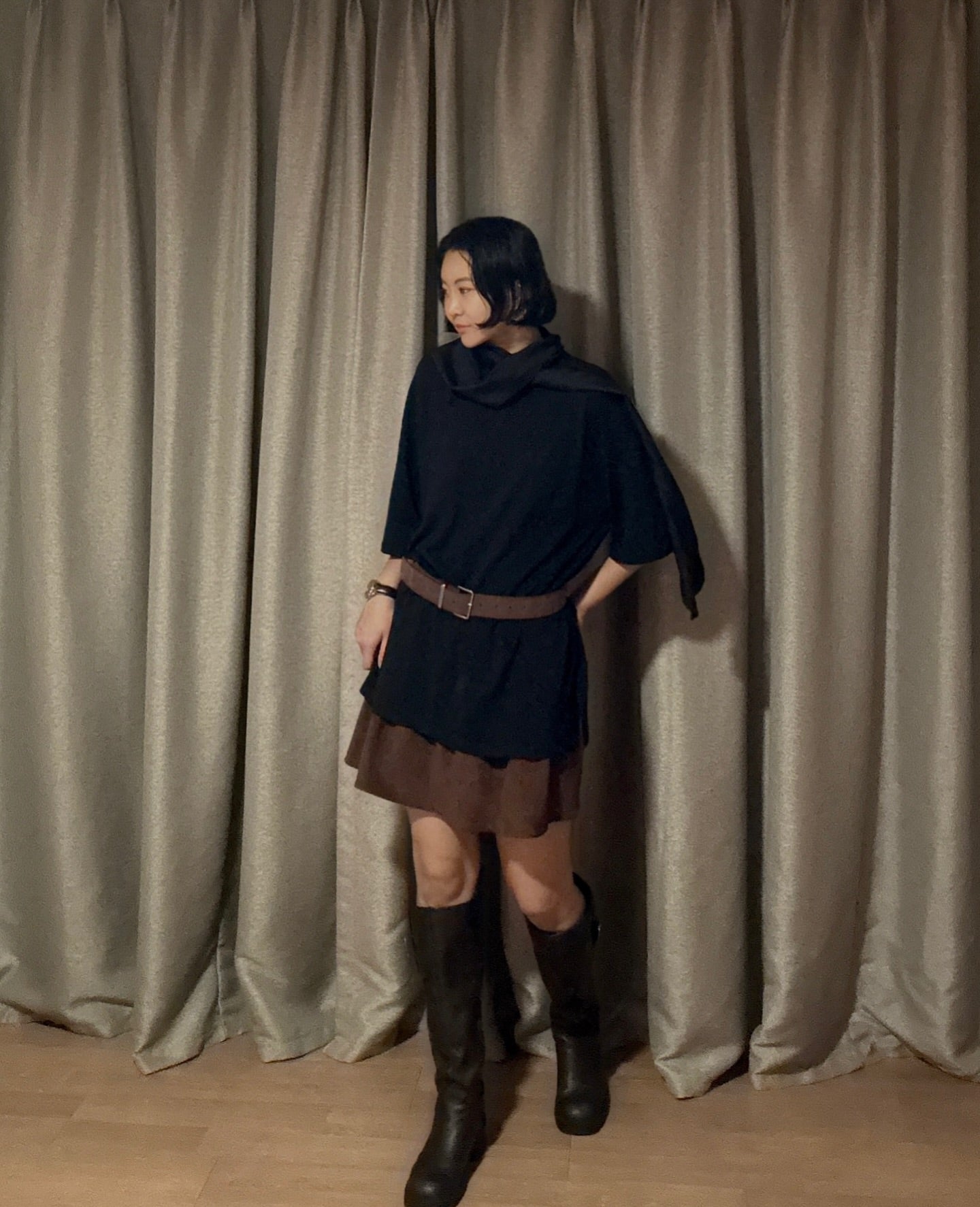 拼接綁帶設計感短袖T卹