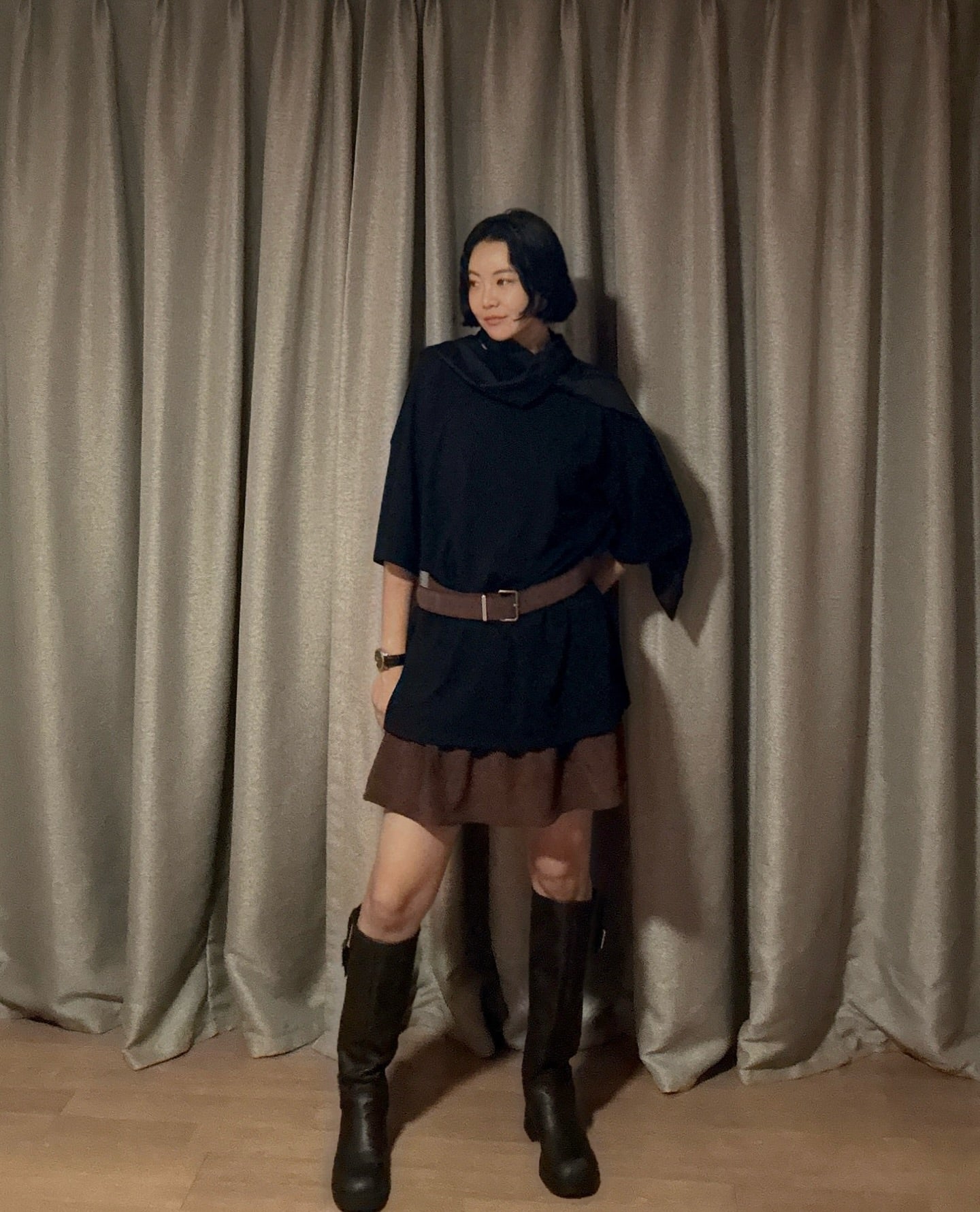 拼接綁帶設計感短袖T卹