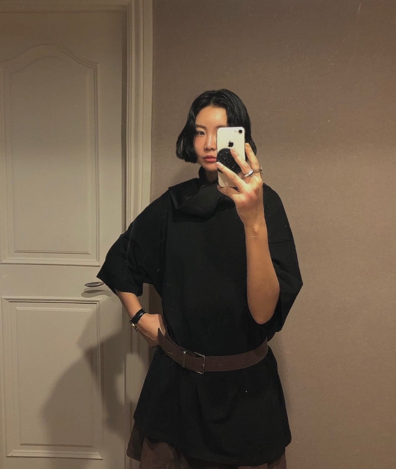 拼接綁帶設計感短袖T卹