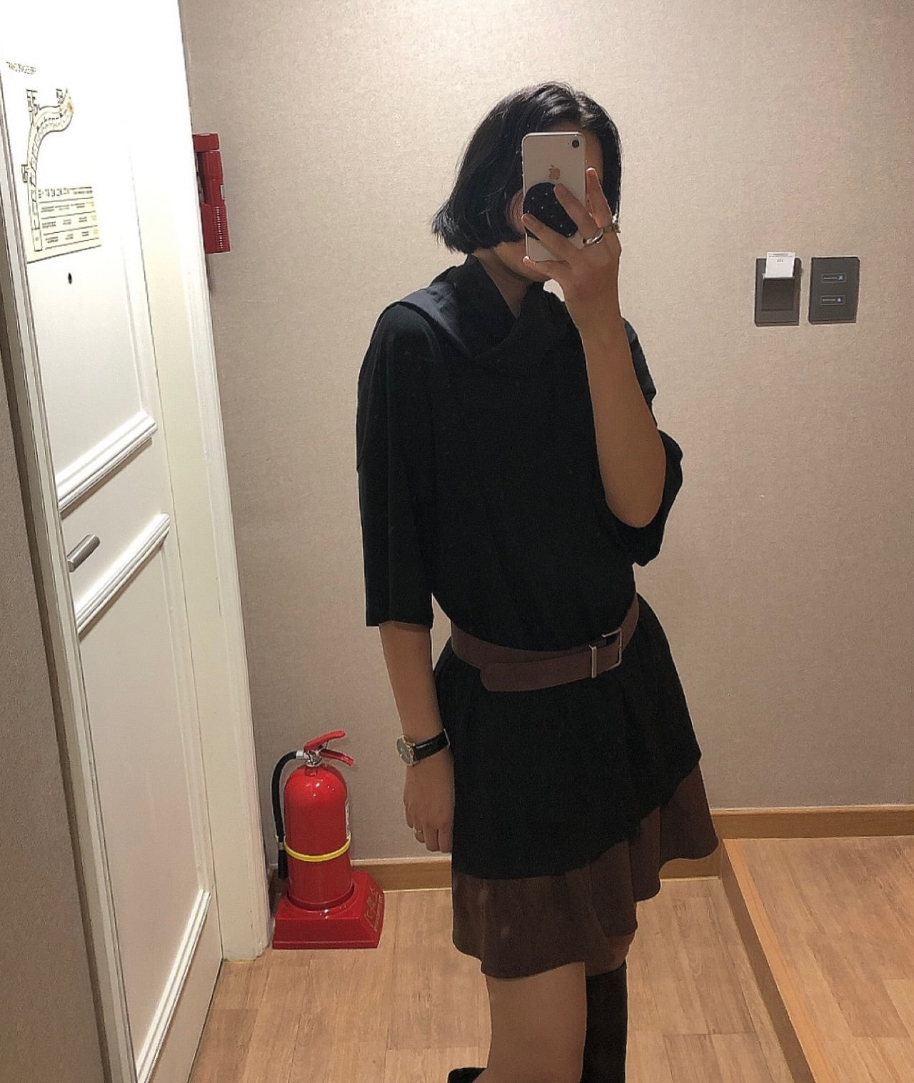 拼接綁帶設計感短袖T卹