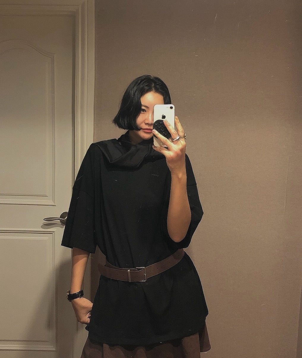 拼接綁帶設計感短袖T卹