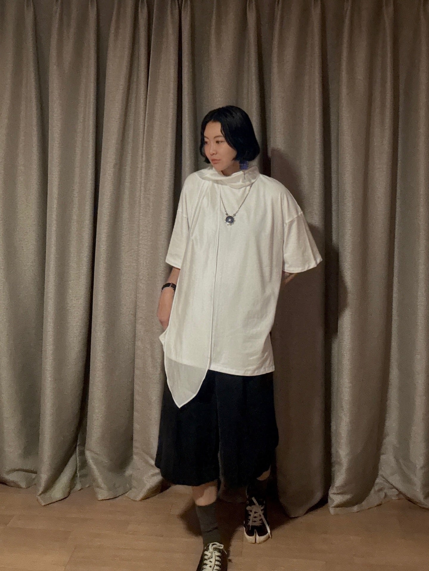 拼接綁帶設計感短袖T卹