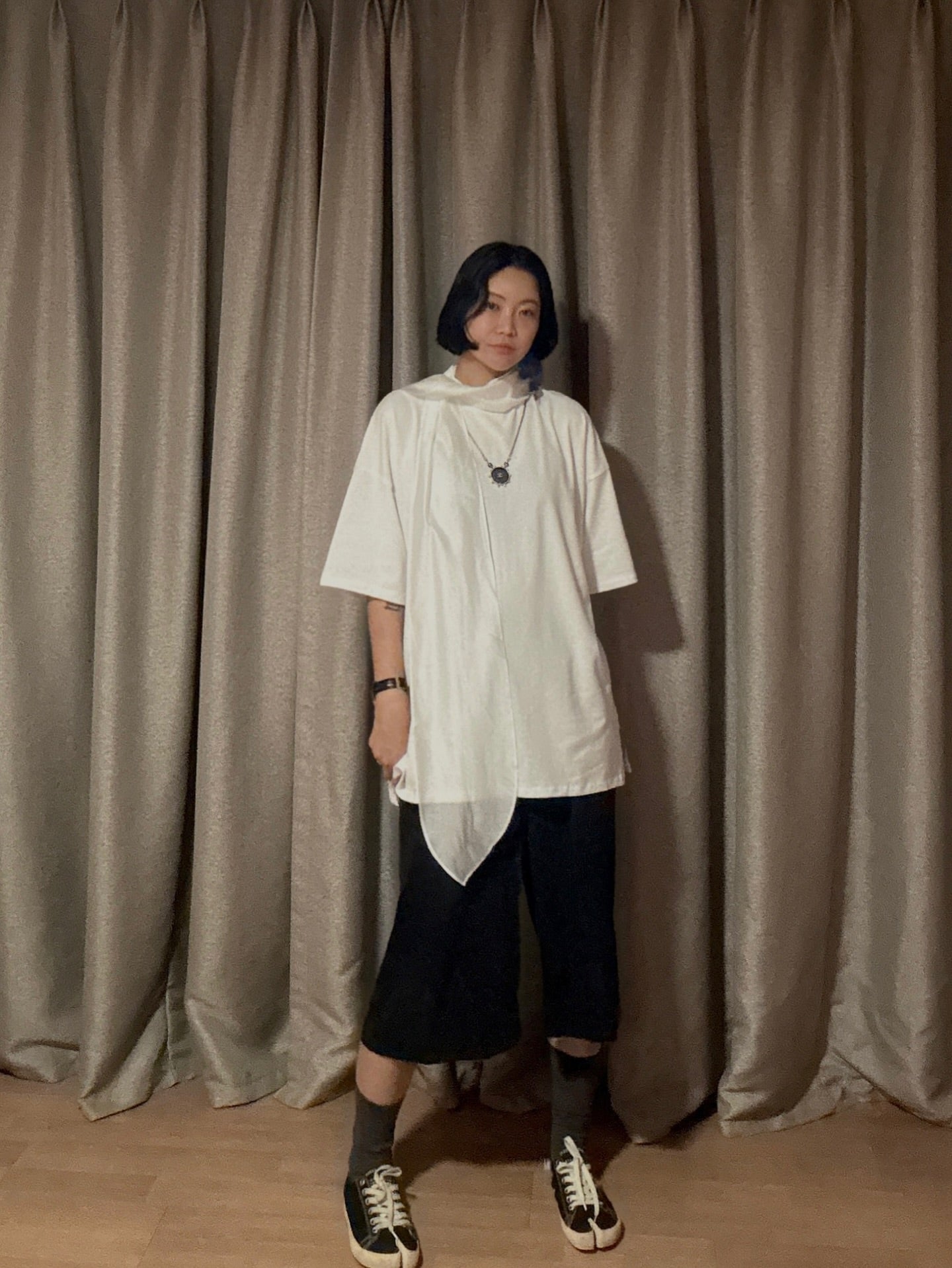 拼接綁帶設計感短袖T卹