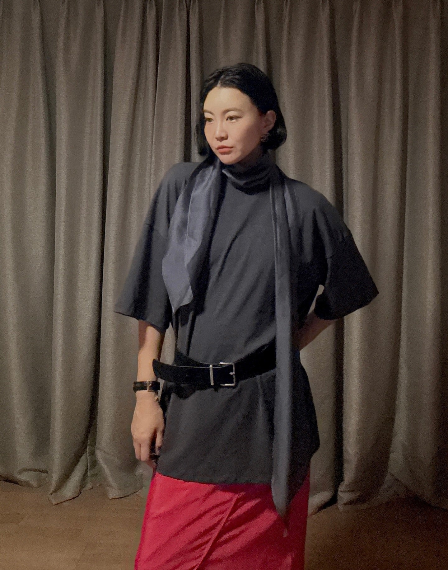 拼接綁帶設計感短袖T卹