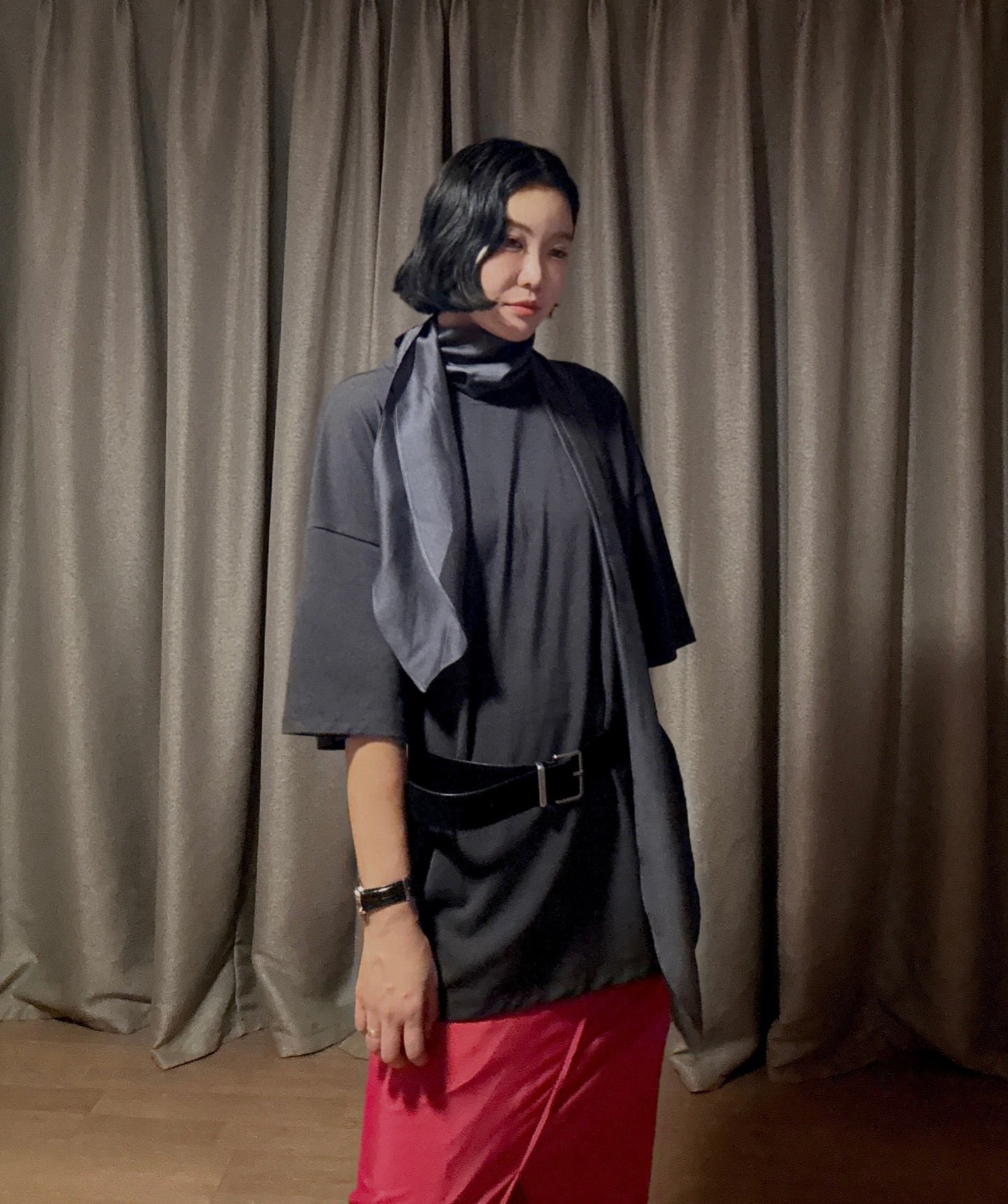 拼接綁帶設計感短袖T卹