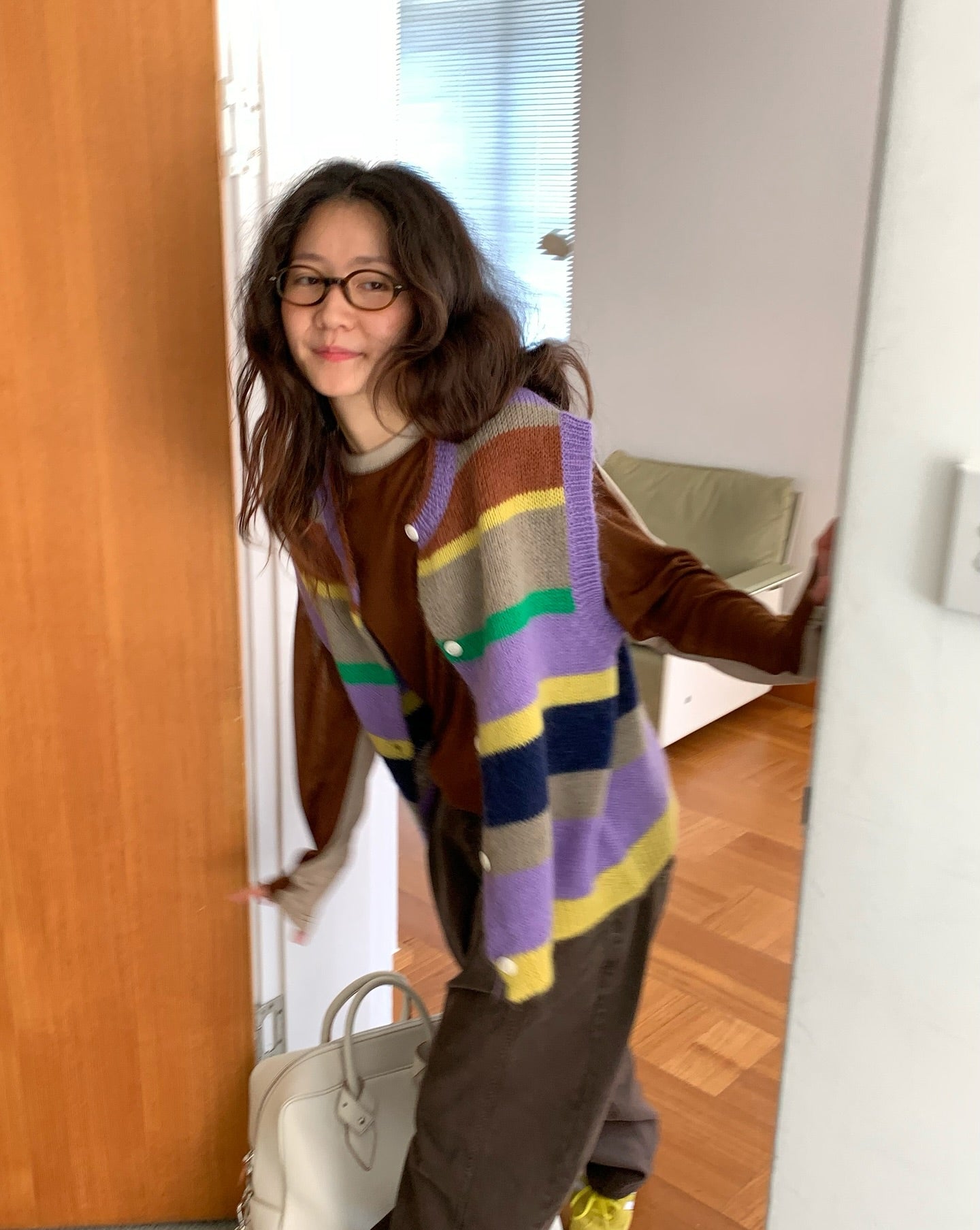 彩色條紋百搭無袖馬甲