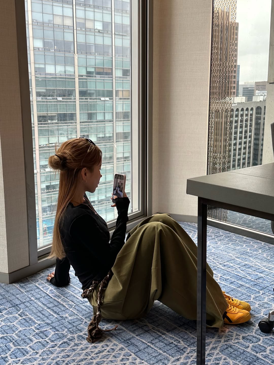 鬆緊腰豹紋腰帶休閒闊腿長褲