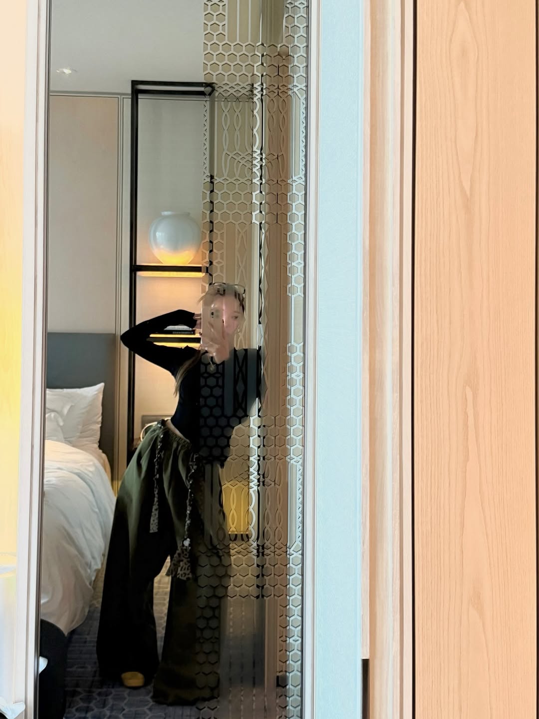 鬆緊腰豹紋腰帶休閒闊腿長褲