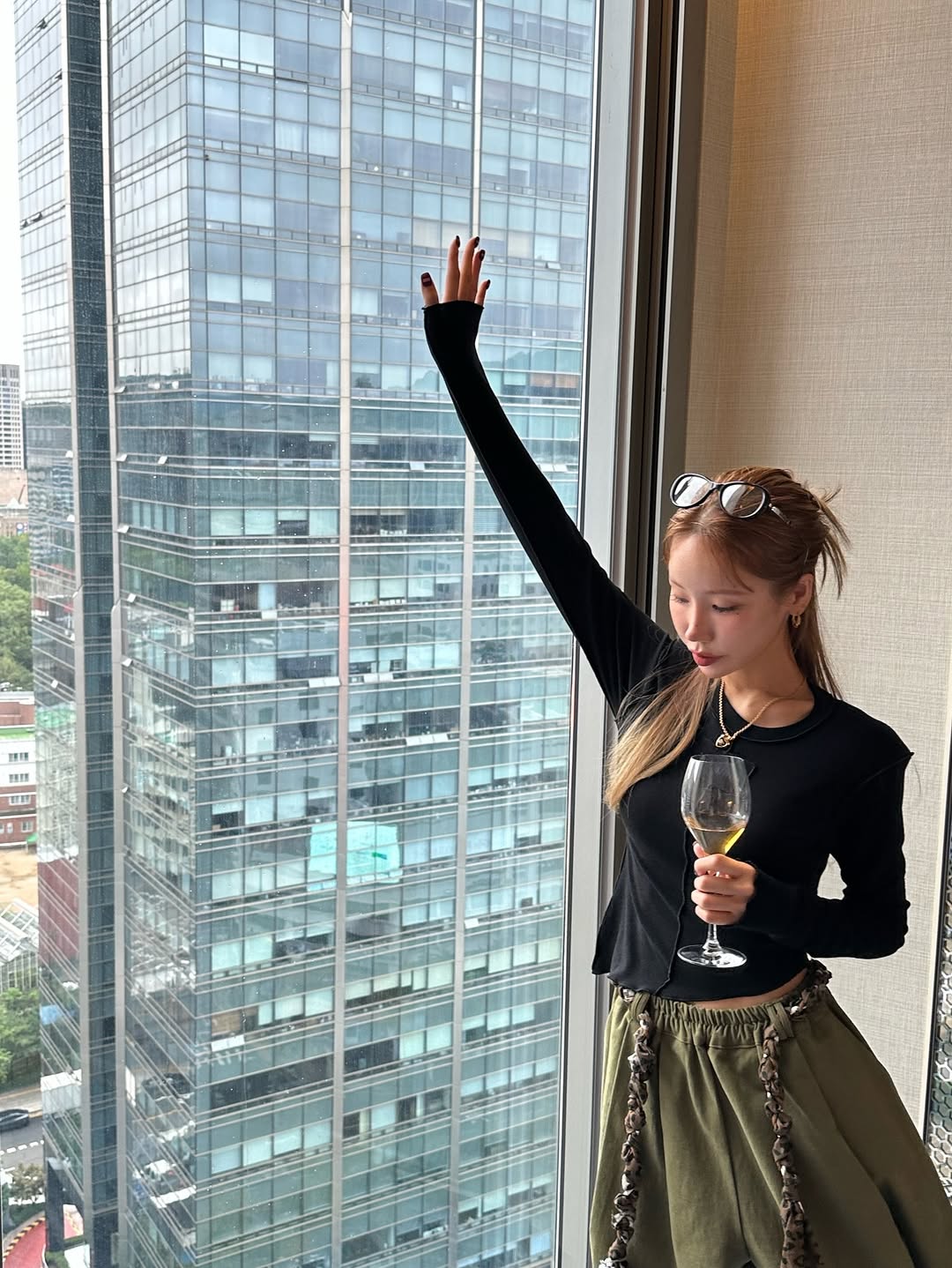 鬆緊腰豹紋腰帶休閒闊腿長褲