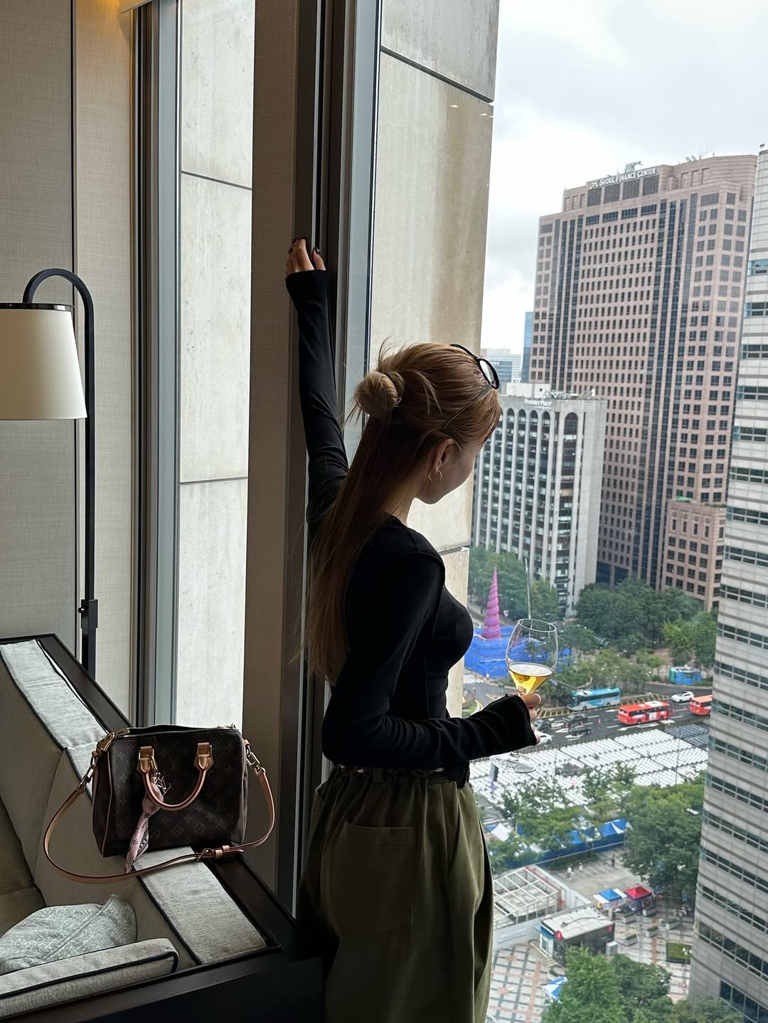 鬆緊腰豹紋腰帶休閒闊腿長褲