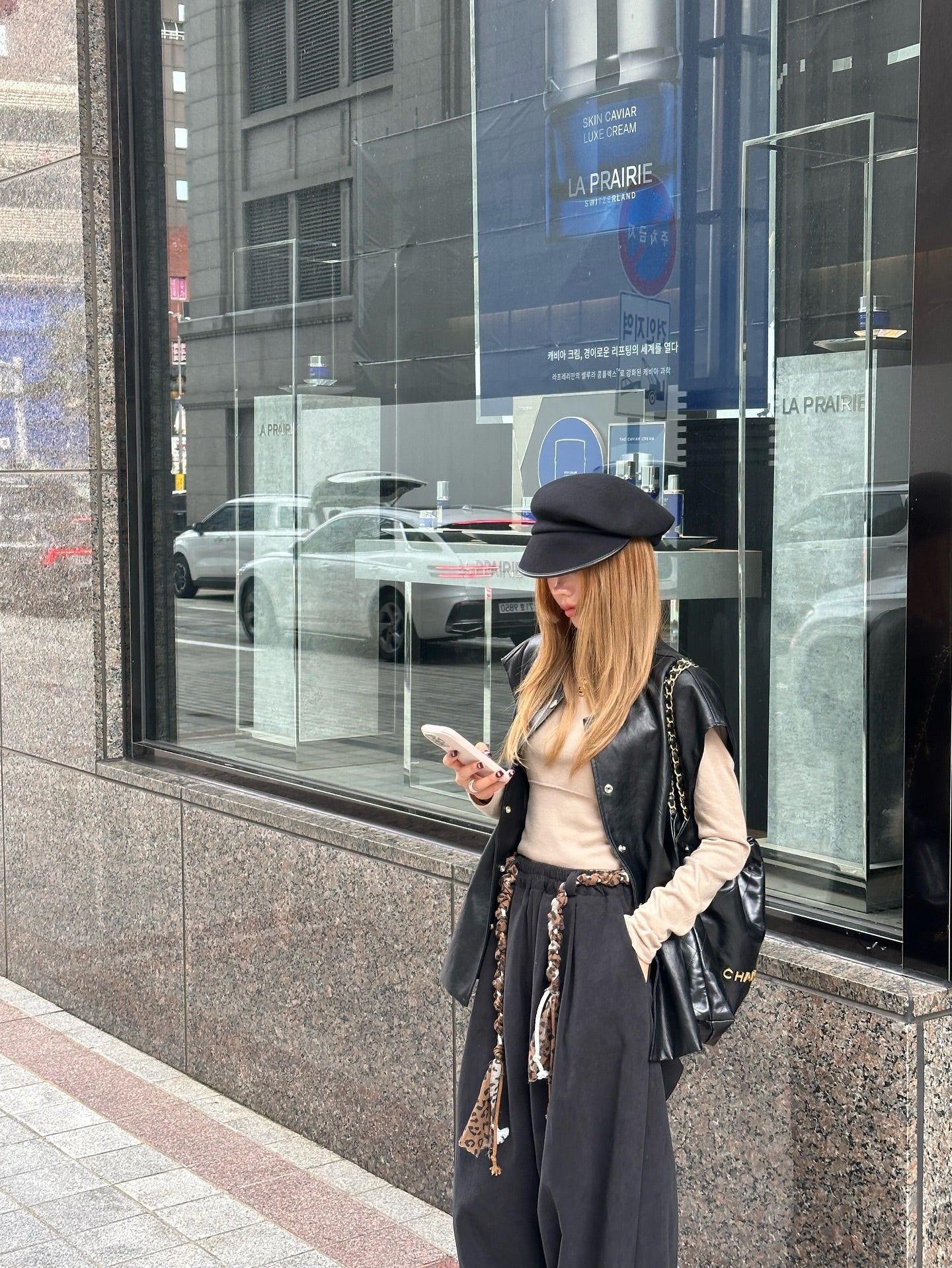 鬆緊腰豹紋腰帶休閒闊腿長褲