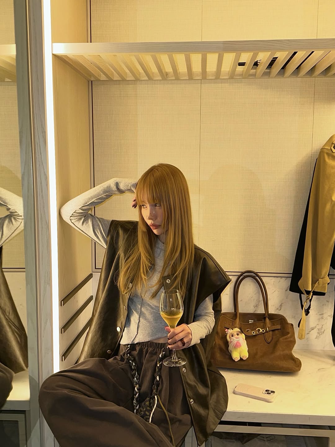 鬆緊腰豹紋腰帶休閒闊腿長褲