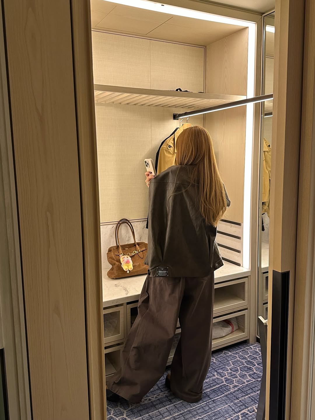 鬆緊腰豹紋腰帶休閒闊腿長褲