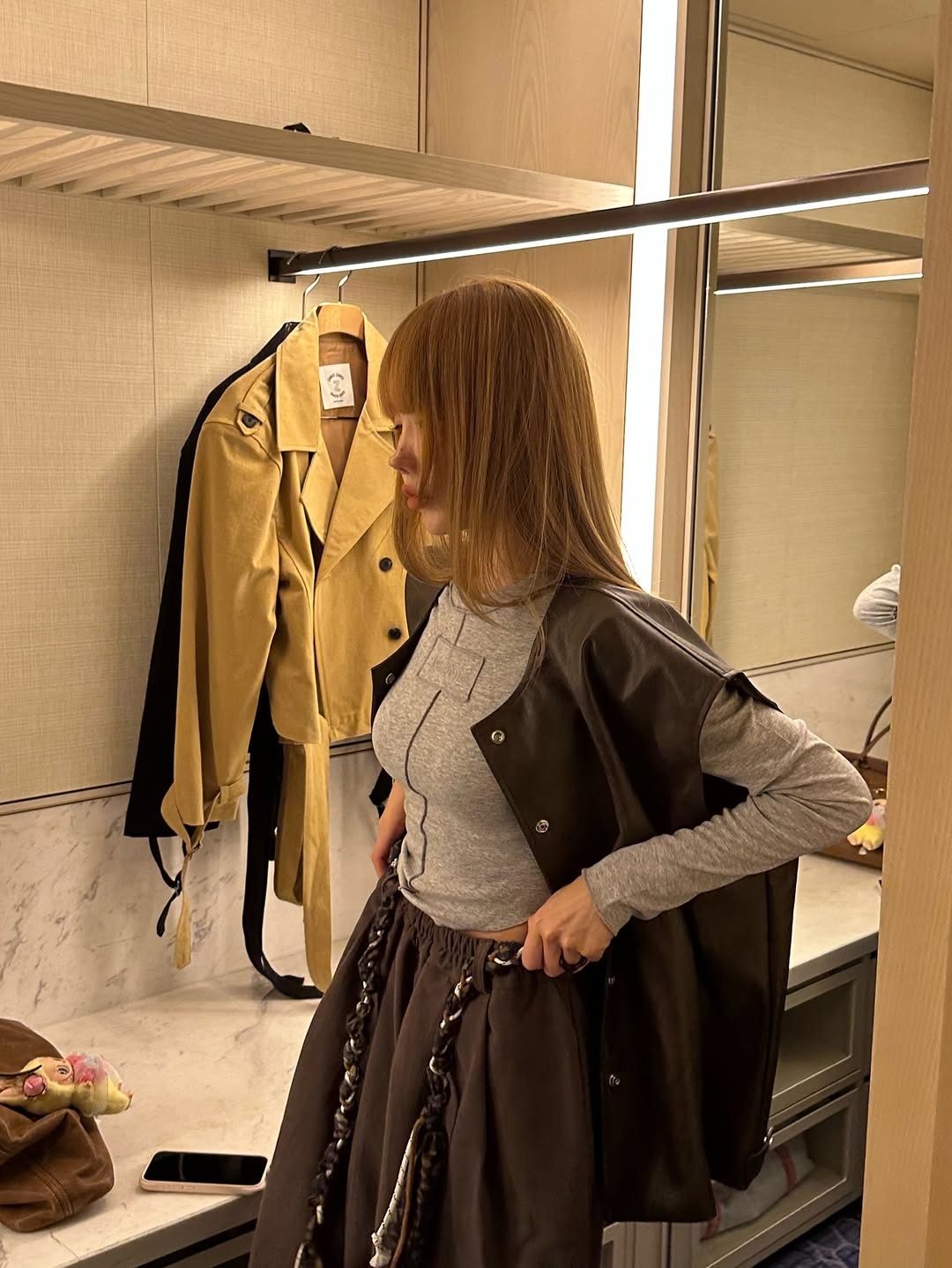 鬆緊腰豹紋腰帶休閒闊腿長褲