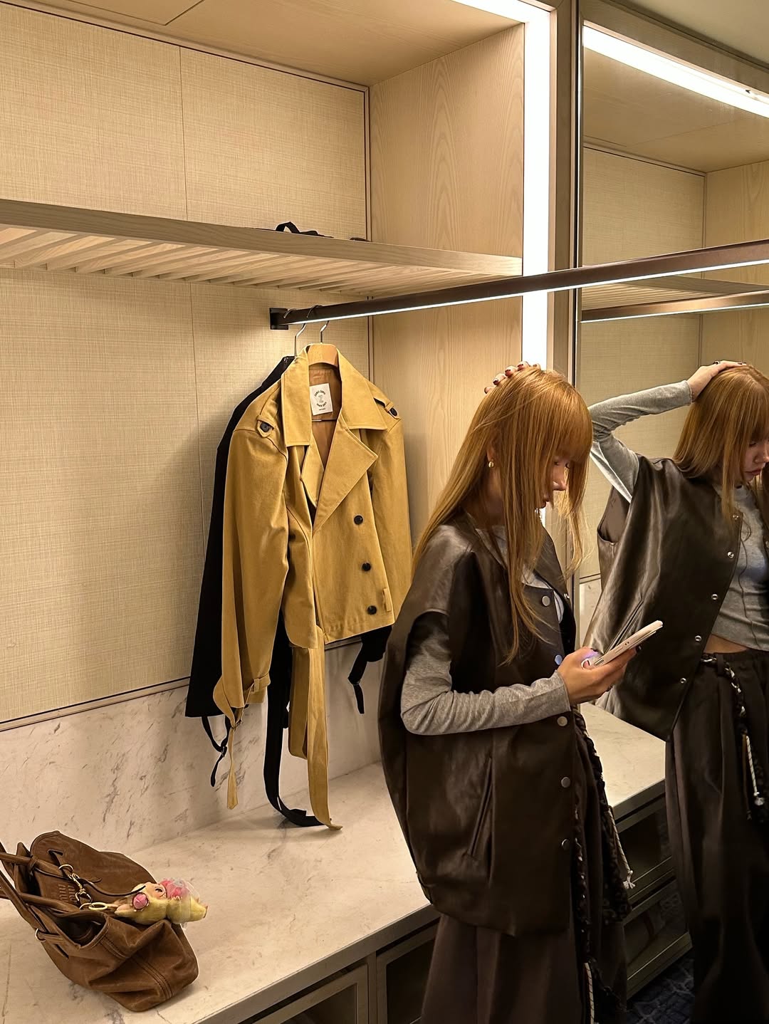 鬆緊腰豹紋腰帶休閒闊腿長褲