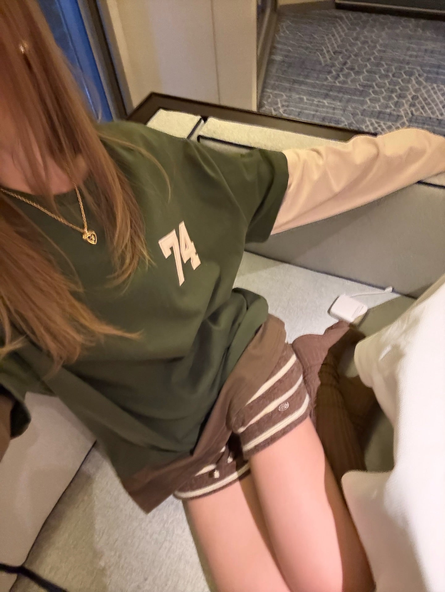 鬆緊腰抽繩條紋針織短褲