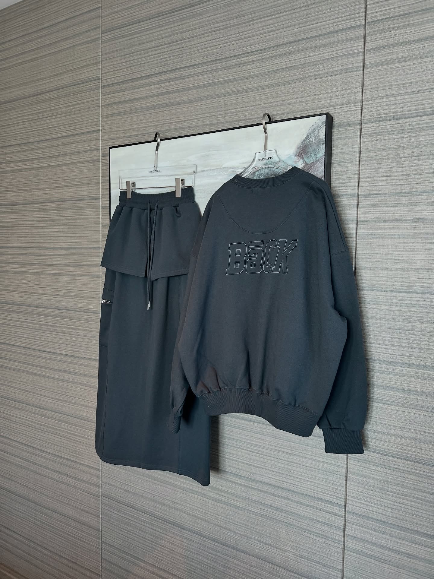 鬆緊腰假兩件大口袋半身裙