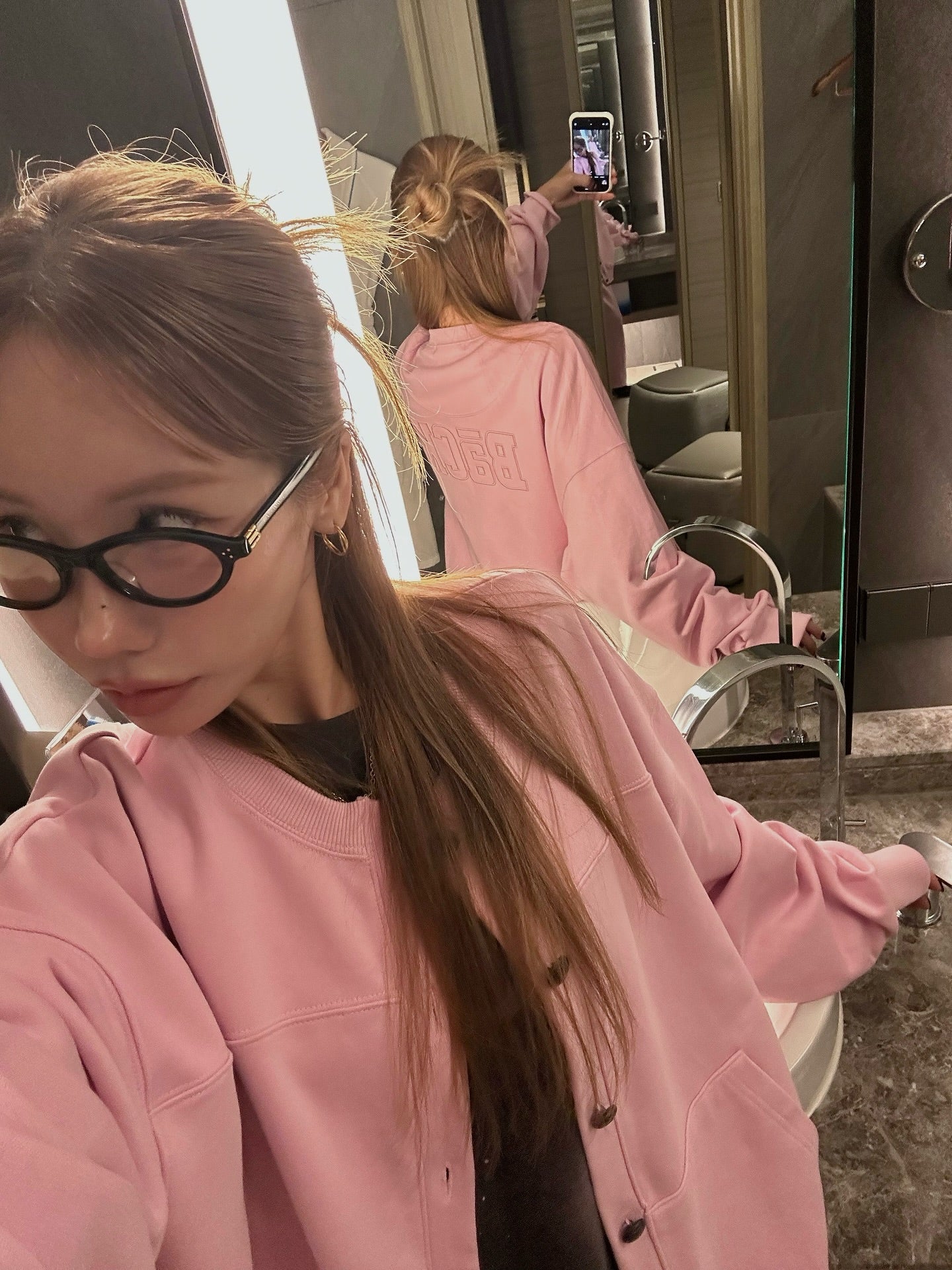 鬆緊腰假兩件大口袋半身裙