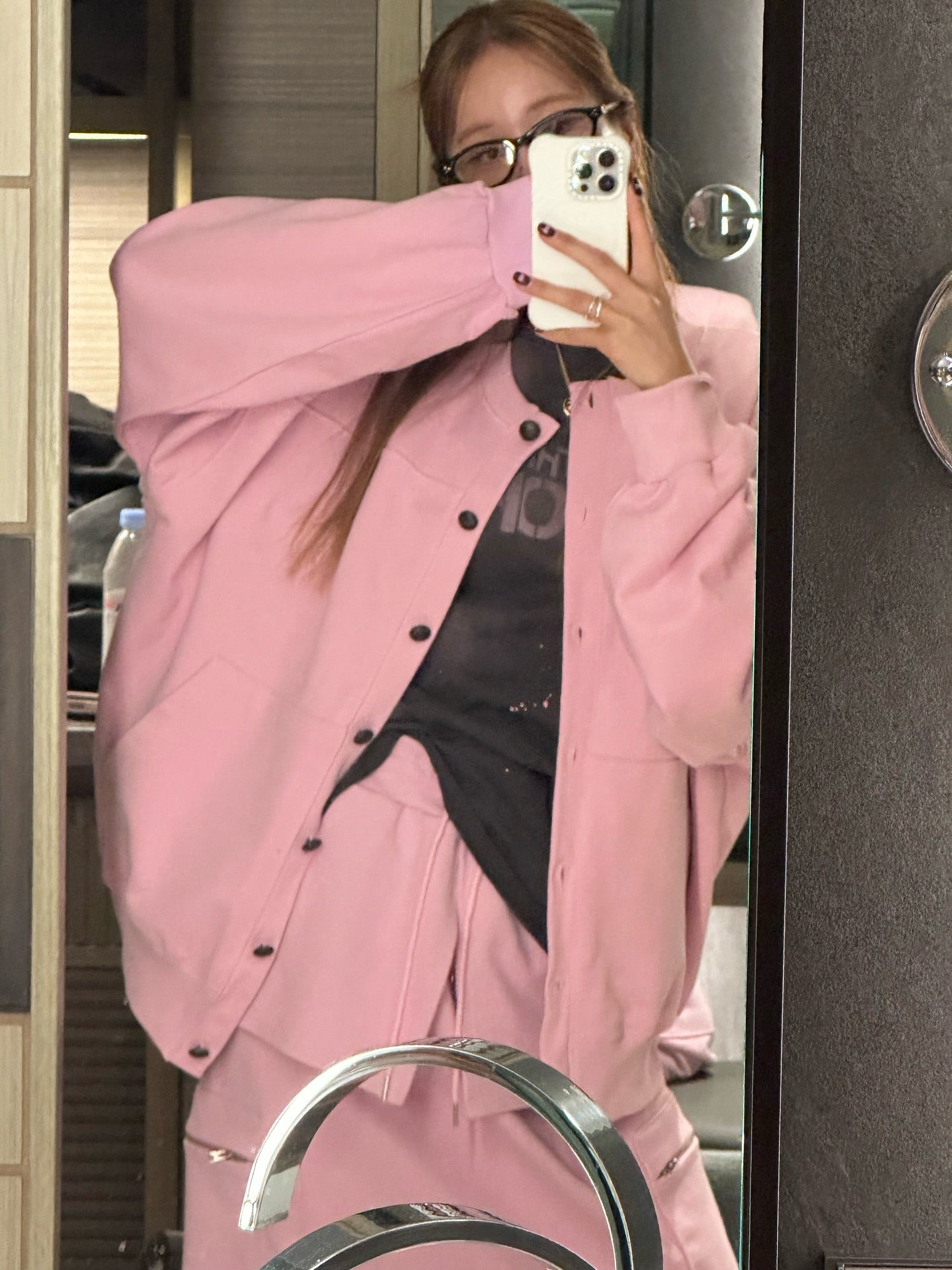 圓領後背字母刺繡寬鬆運動薄外套