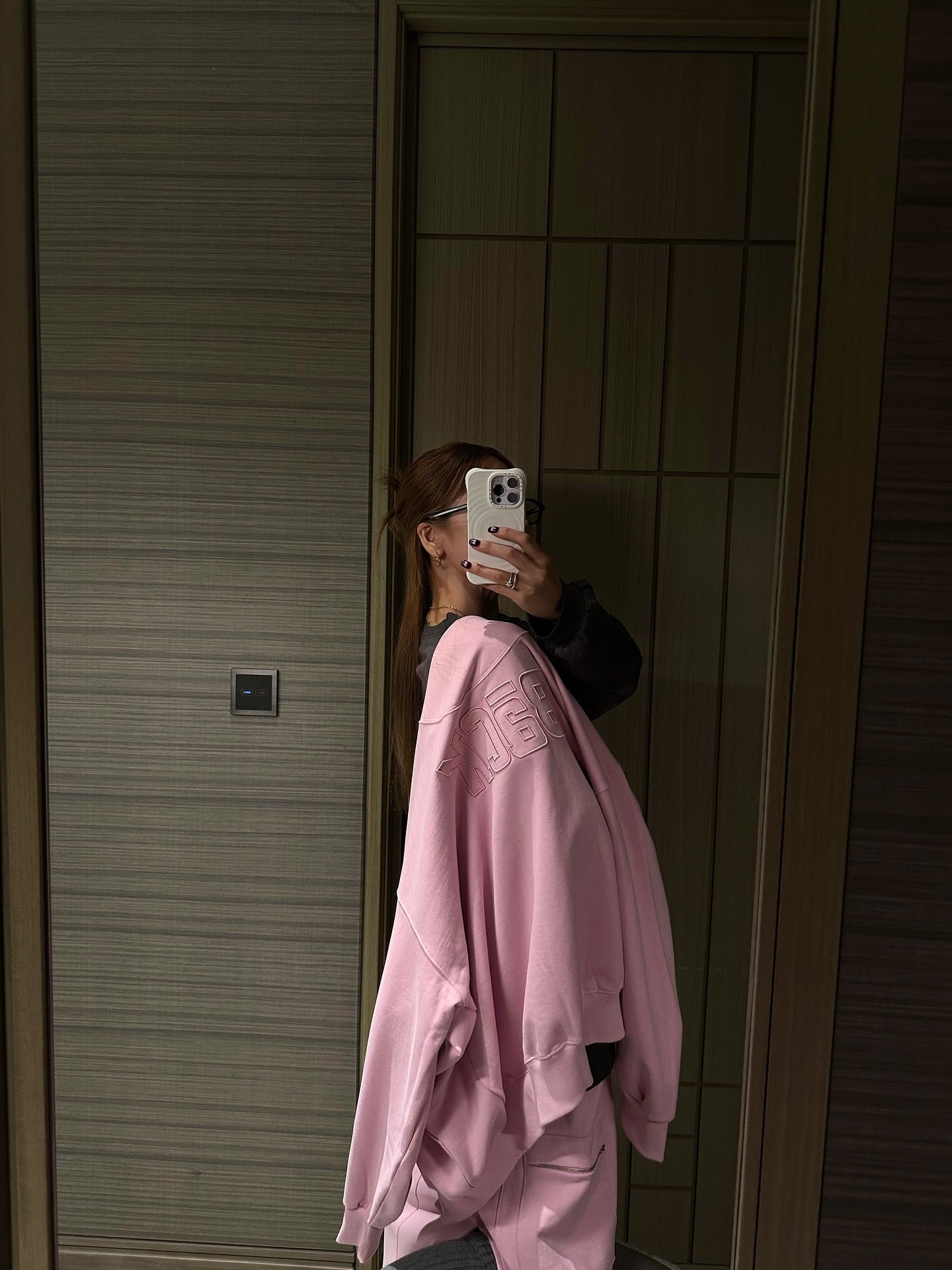 鬆緊腰假兩件大口袋半身裙