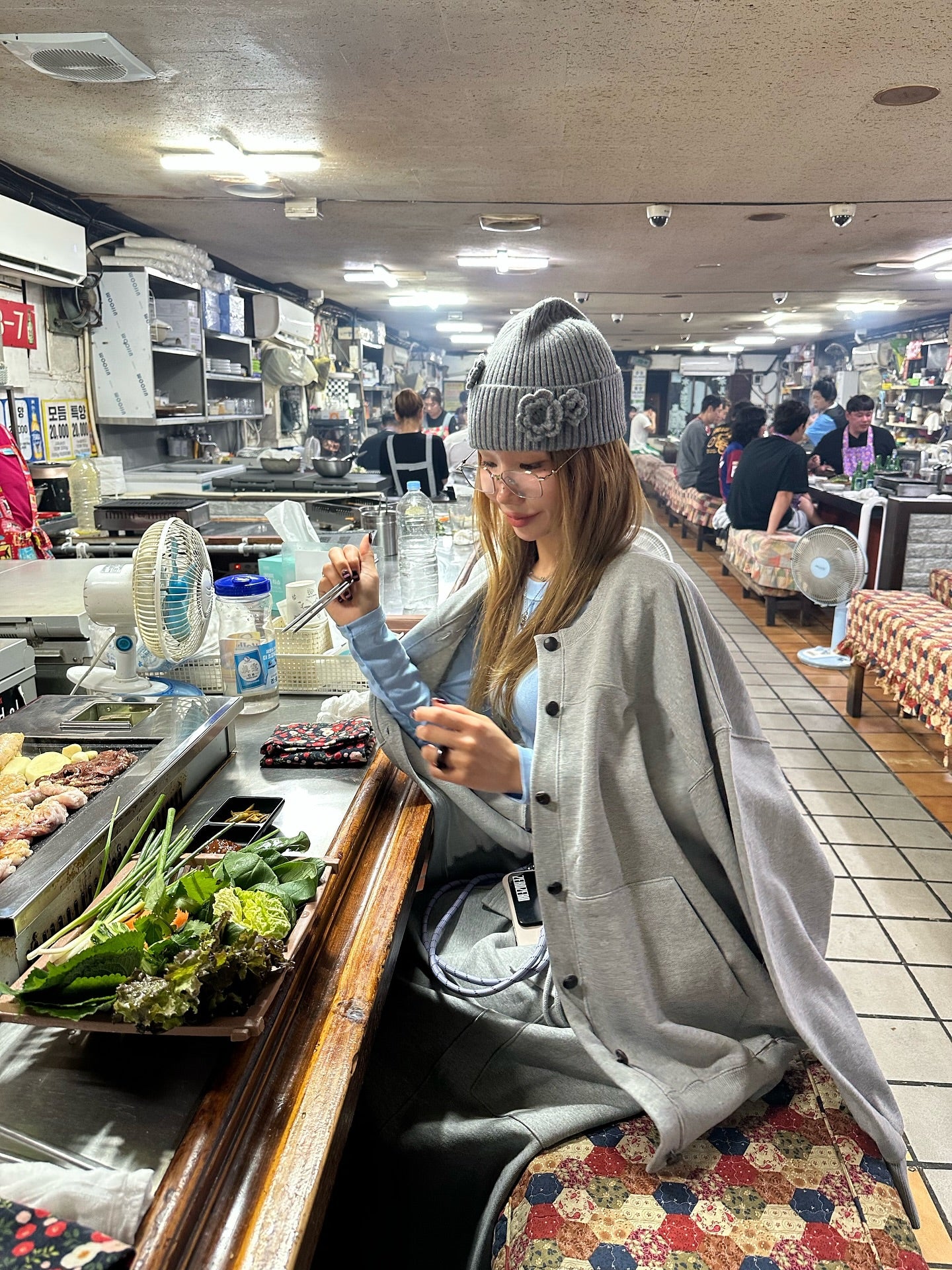 鬆緊腰假兩件大口袋半身裙