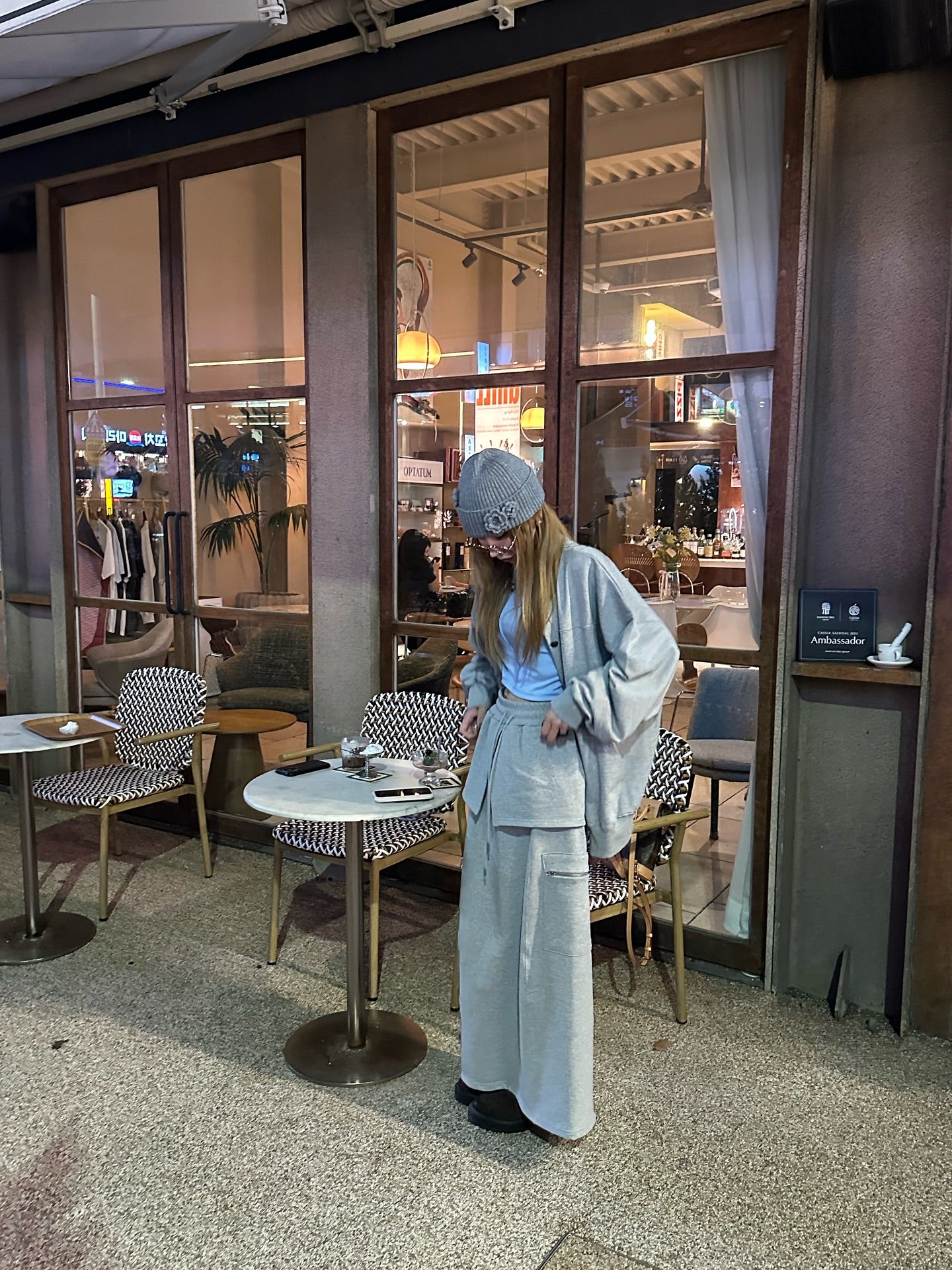 鬆緊腰假兩件大口袋半身裙