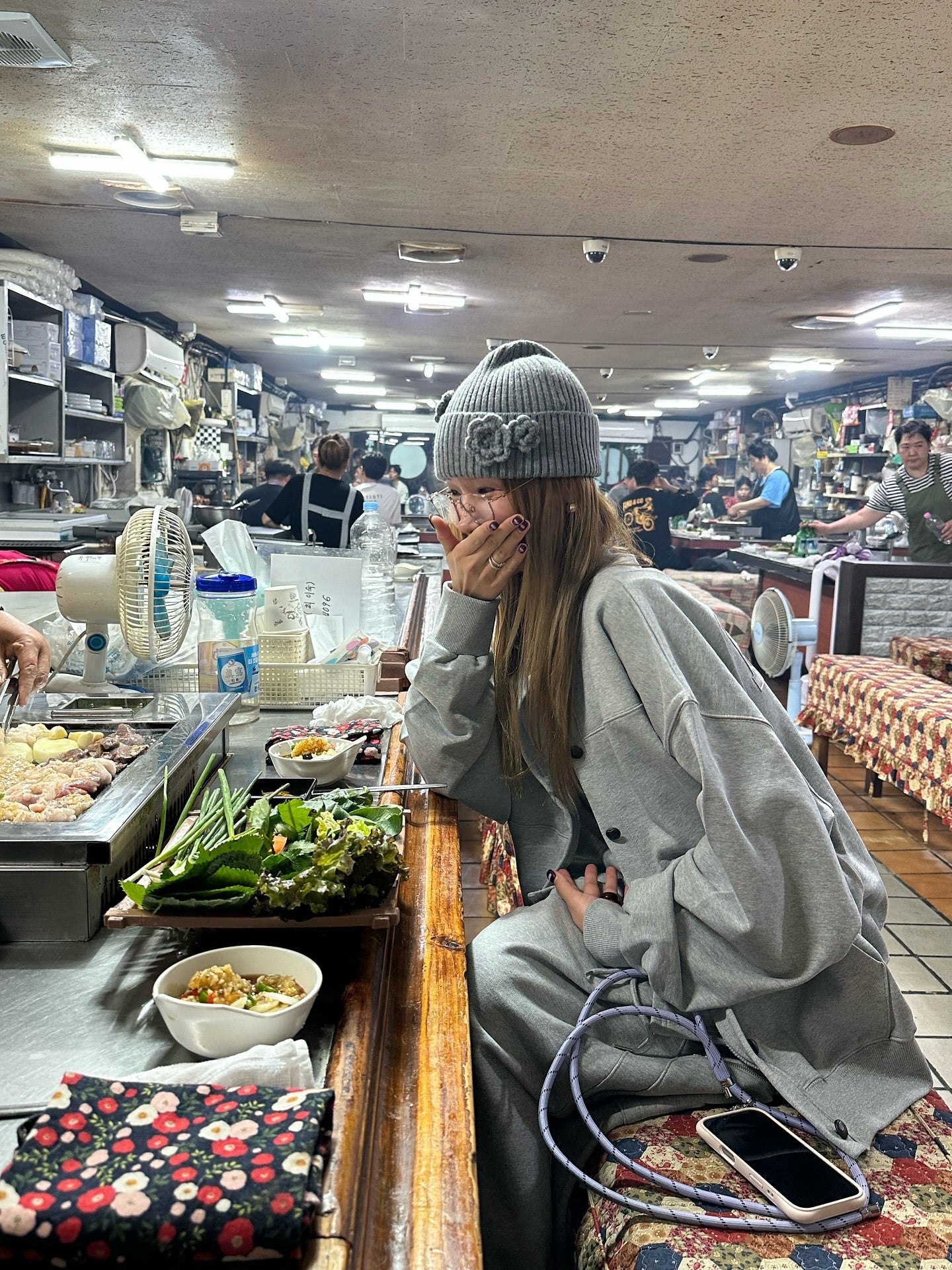 鬆緊腰假兩件大口袋半身裙