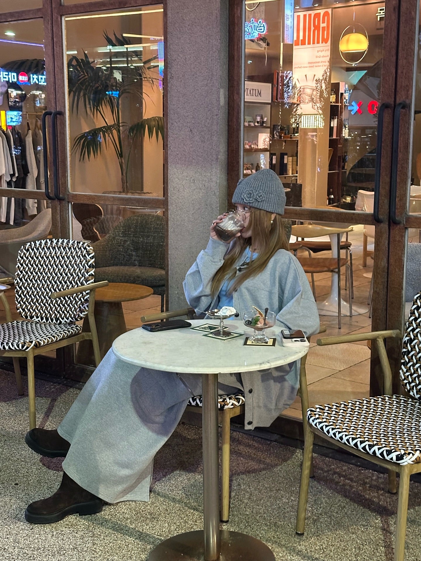 鬆緊腰假兩件大口袋半身裙