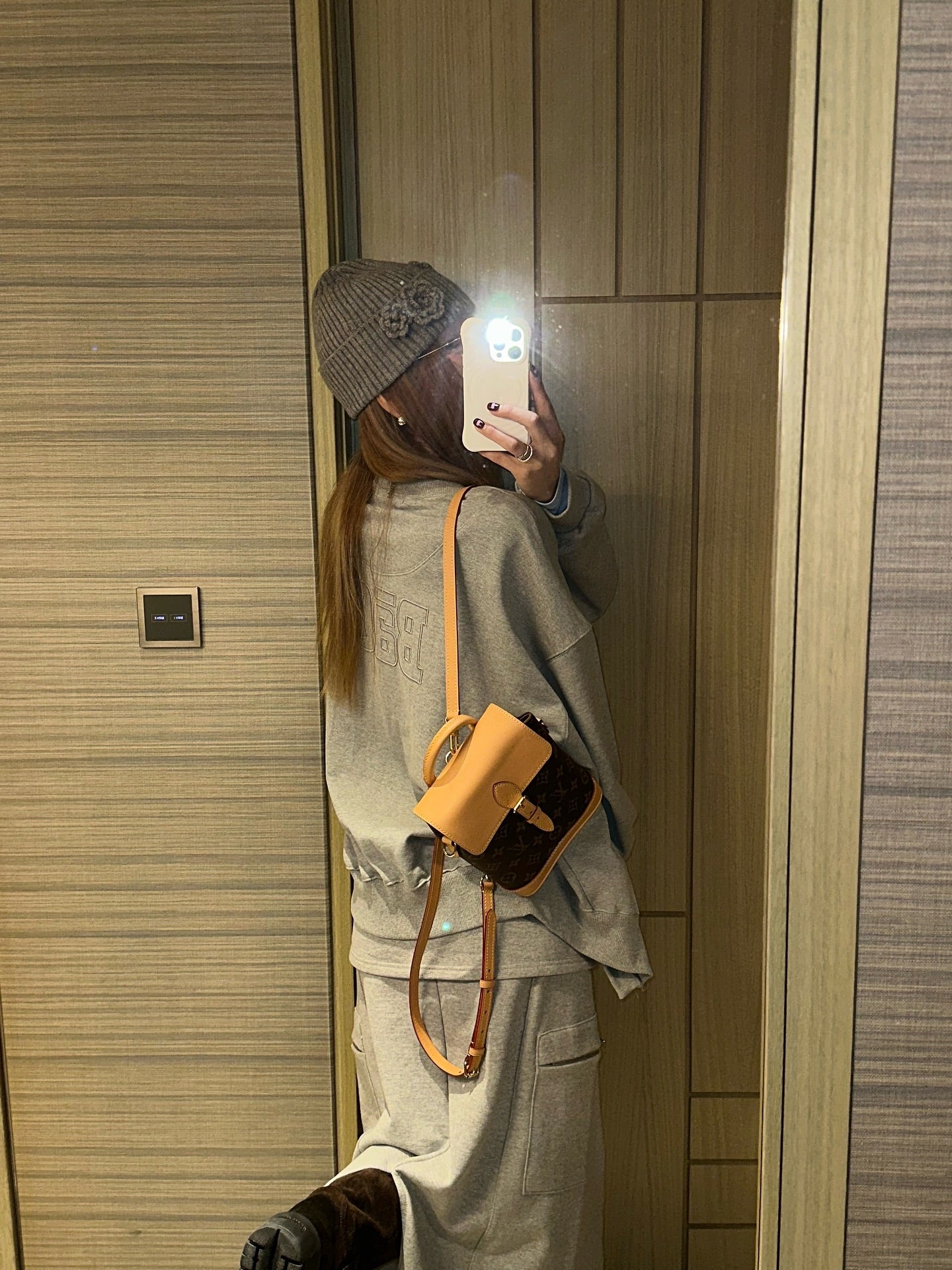 鬆緊腰假兩件大口袋半身裙